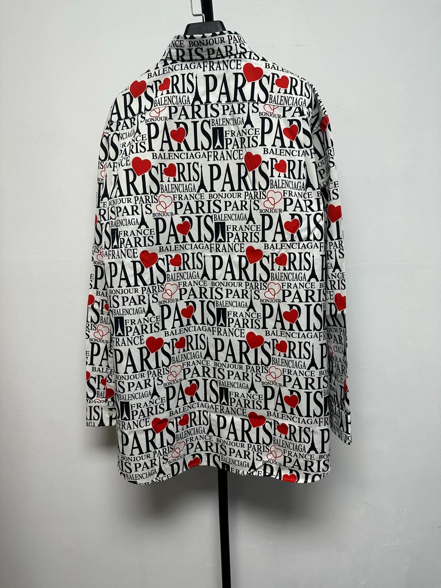 Balenciaga Balenciaga All Over Paris Heart Print Shirt 39 Size US M / EU 48-50 / 2 - 3 Thumbnail