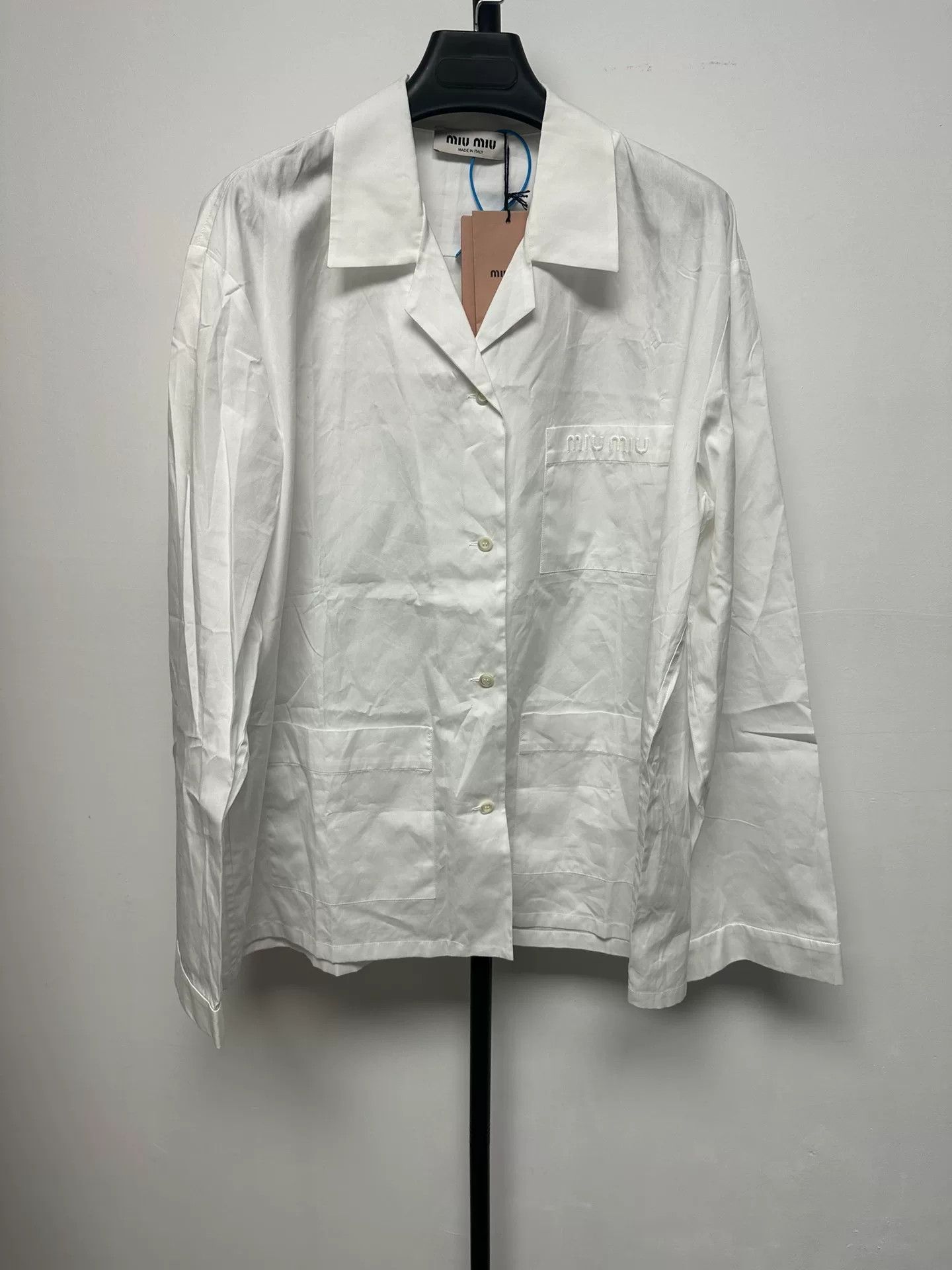 Miu Miu Miu Miu Embroidered Poplin Shirt White 42 Size M / US 6-8 / IT 42-44 - 2 Thumbnail