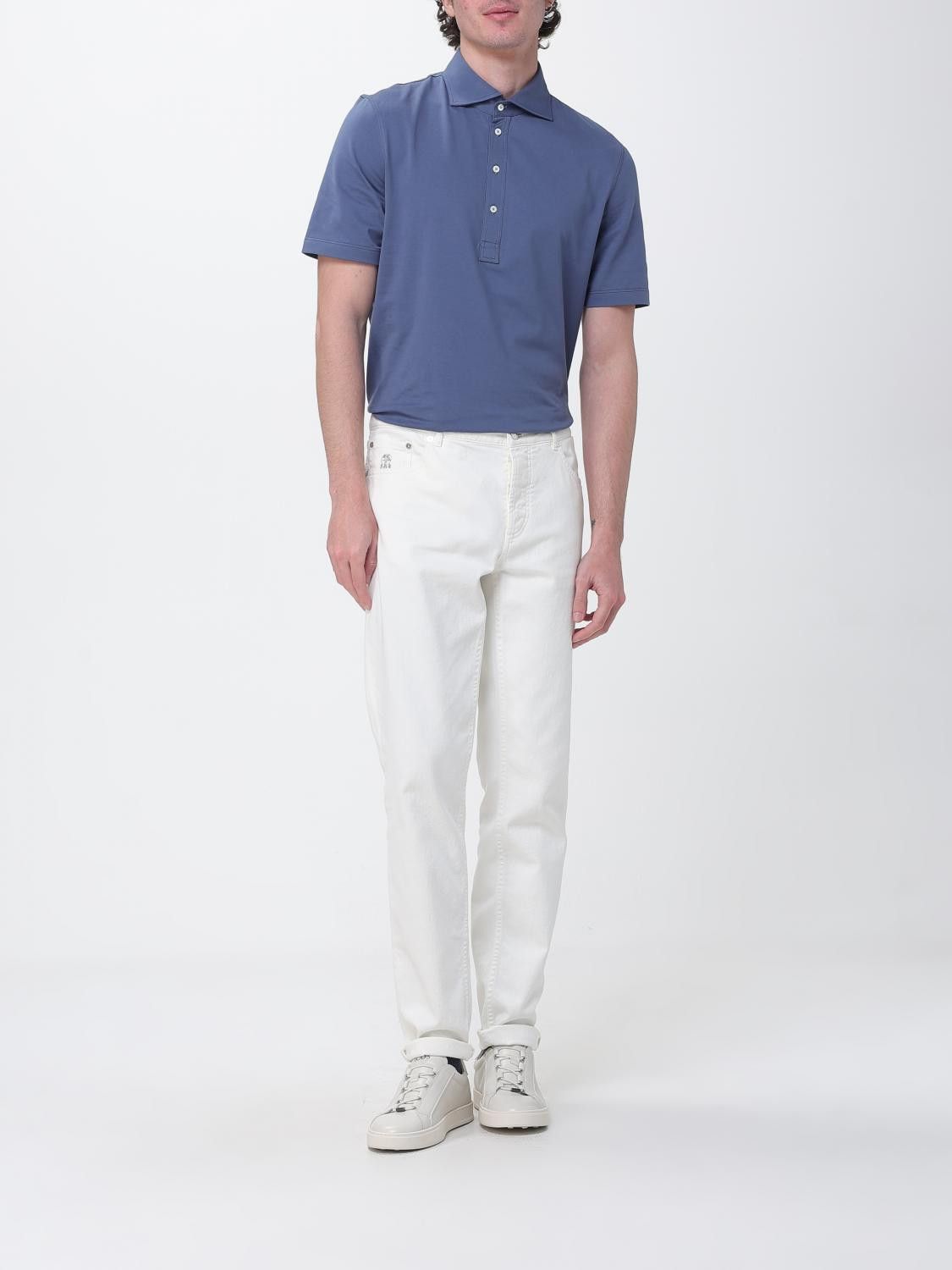 Brunello Cucinelli Brunello Cucinelli Polo Shirt Men Denim Size US L / EU 52-54 / 3 - 2 Thumbnail