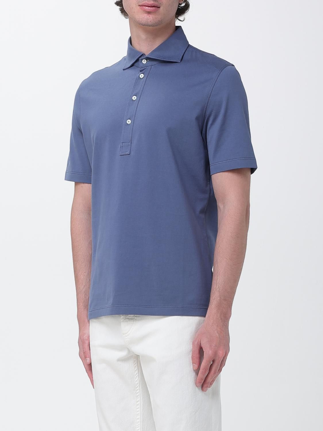 Brunello Cucinelli Brunello Cucinelli Polo Shirt Men Denim Size US XL / EU 56 / 4 - 4 Thumbnail