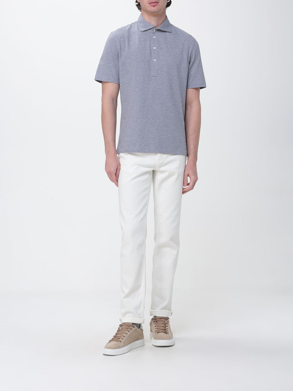 Brunello Cucinelli Brunello Cucinelli Polo Shirt Men Grey Size US L / EU 52-54 / 3 - 2 Thumbnail