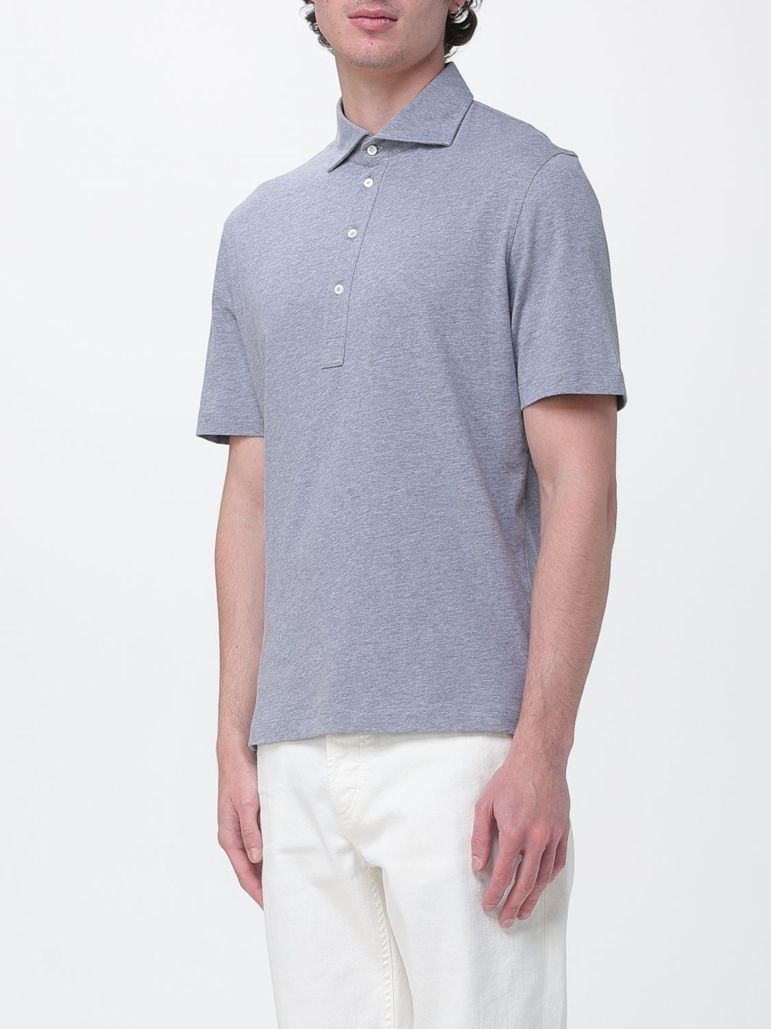 Brunello Cucinelli Brunello Cucinelli Polo Shirt Men Grey Size US XL / EU 56 / 4 - 4 Thumbnail