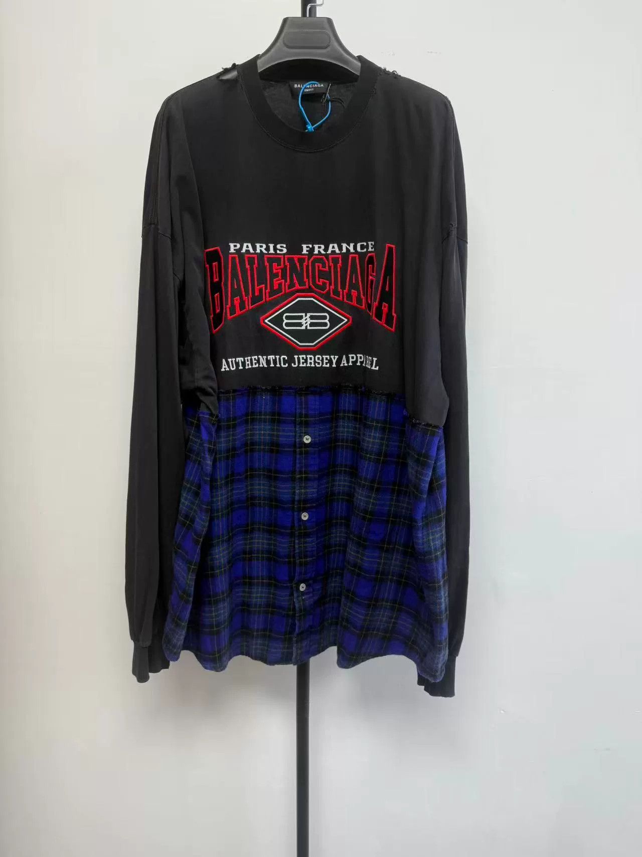 Balenciaga Balenciaga Hybrid Plaid Jersey Shirt Size 3 Size US L / EU 52-54 / 3 - 2 Thumbnail