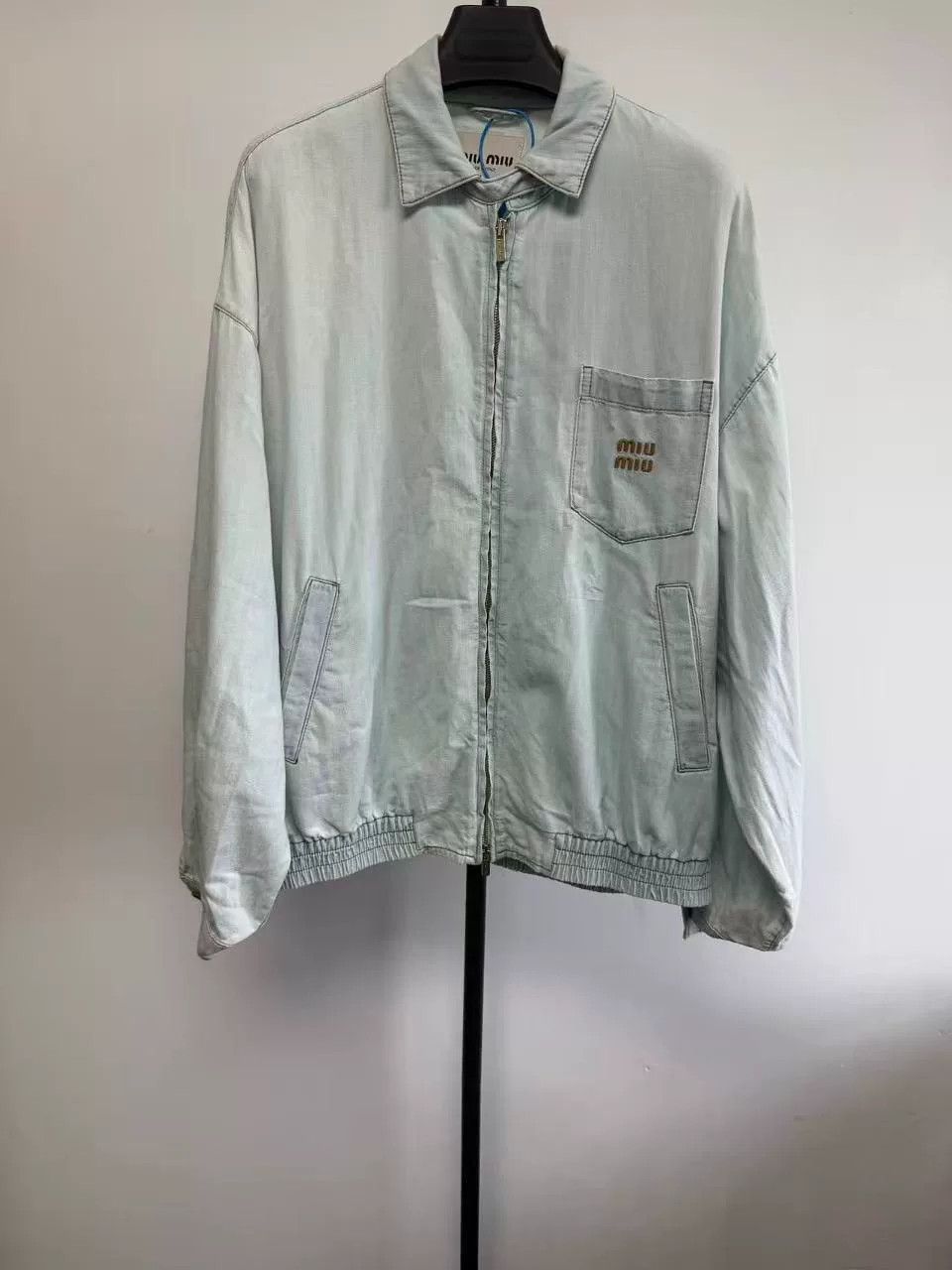 Miu Miu Miu Miu Embroidered Striped Denim Jacket Size 36 Size XS / US 0-2 / IT 36-38 - 2 Thumbnail