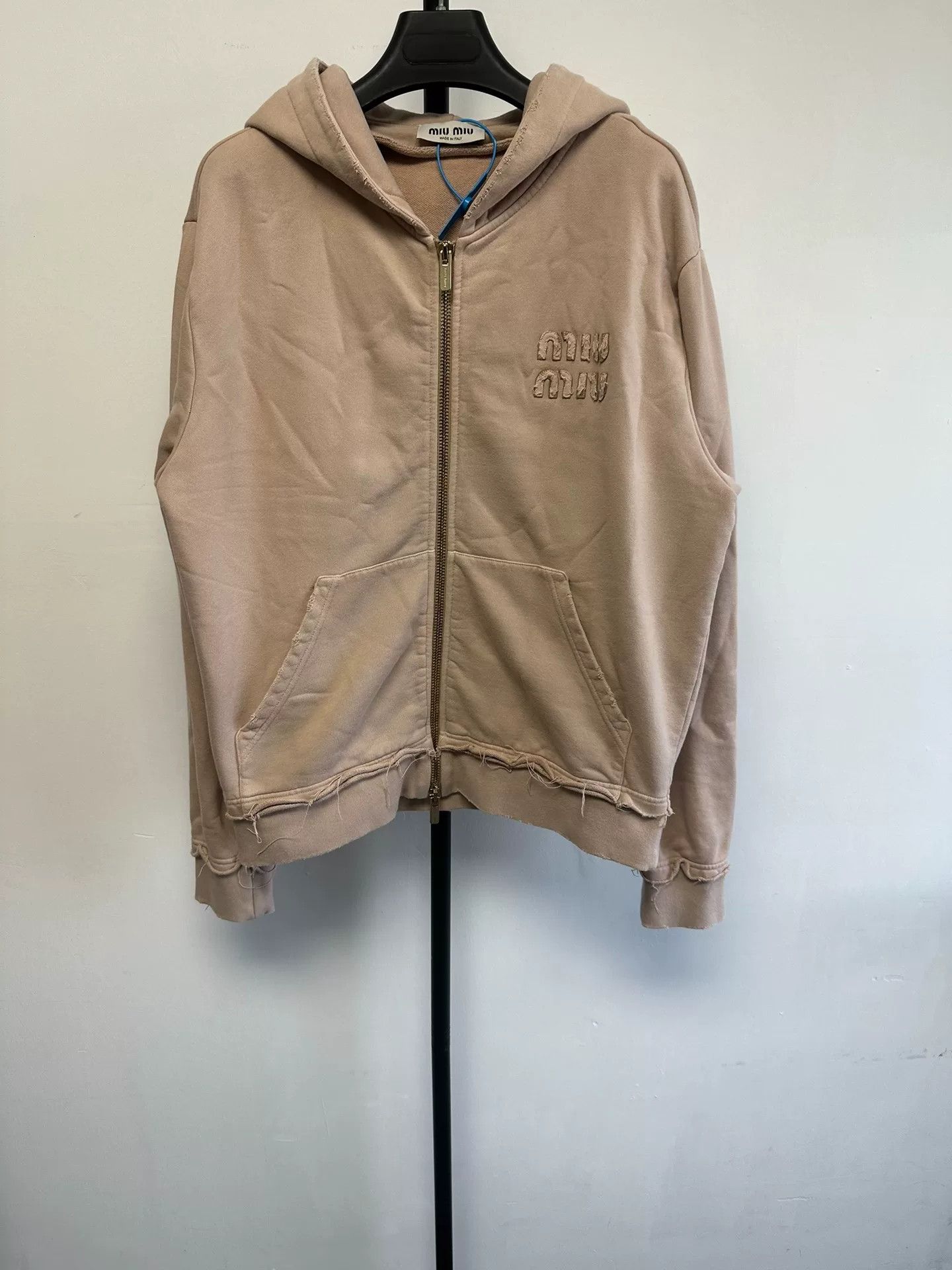 Miu Miu Miu Miu Logo Distressed Zip Hoodie Size S Size S / US 4 / IT 40 - 2 Thumbnail