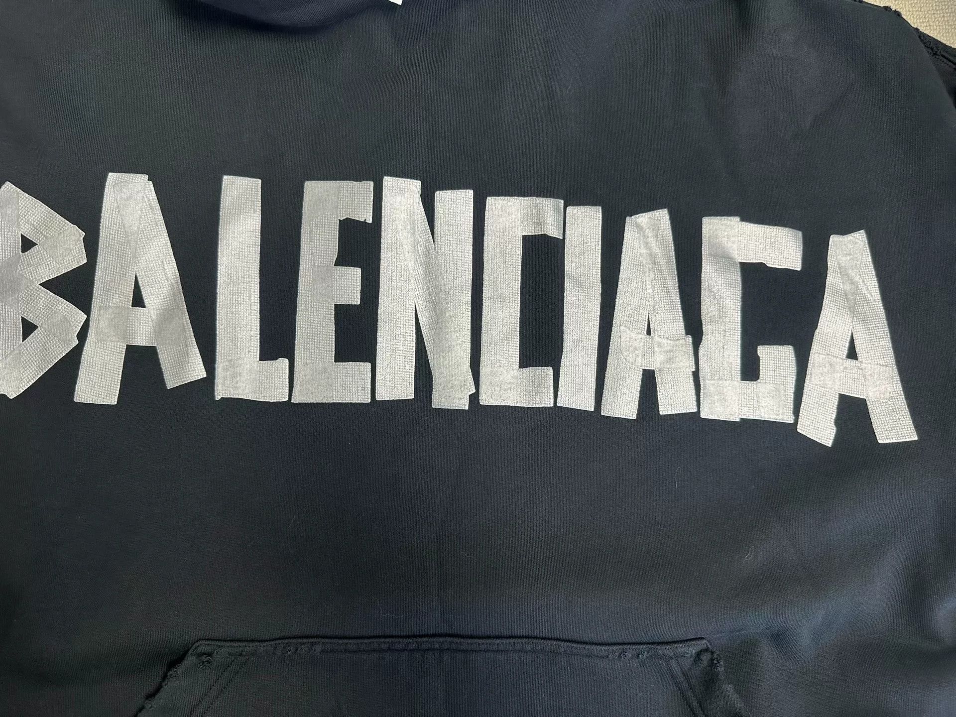 Balenciaga Balenciaga Tape Logo Distressed Hoodie Size 1 Size US S / EU 44-46 / 1 - 4 Thumbnail