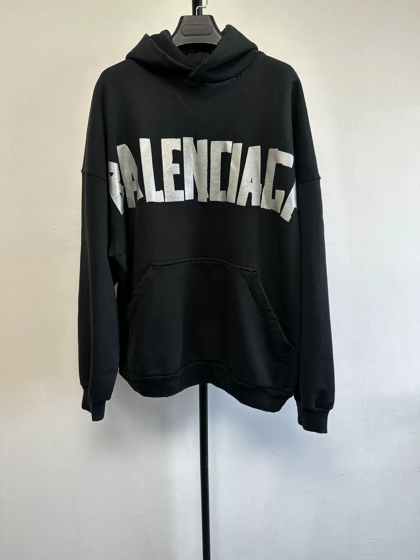Balenciaga Balenciaga Tape Logo Distressed Hoodie Size 1 Size US S / EU 44-46 / 1 - 2 Thumbnail