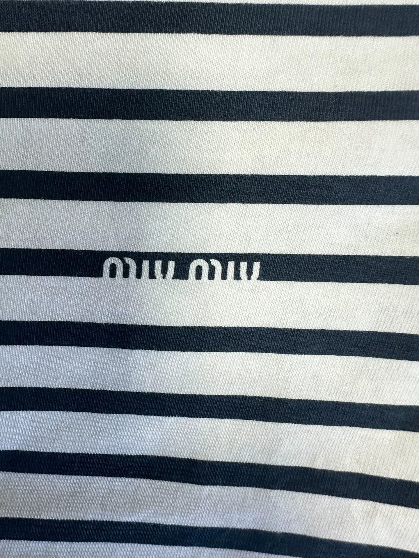 Miu Miu Miu Miu Striped Logo T-Shirt XS Size XS / US 0-2 / IT 36-38 - 4 Thumbnail