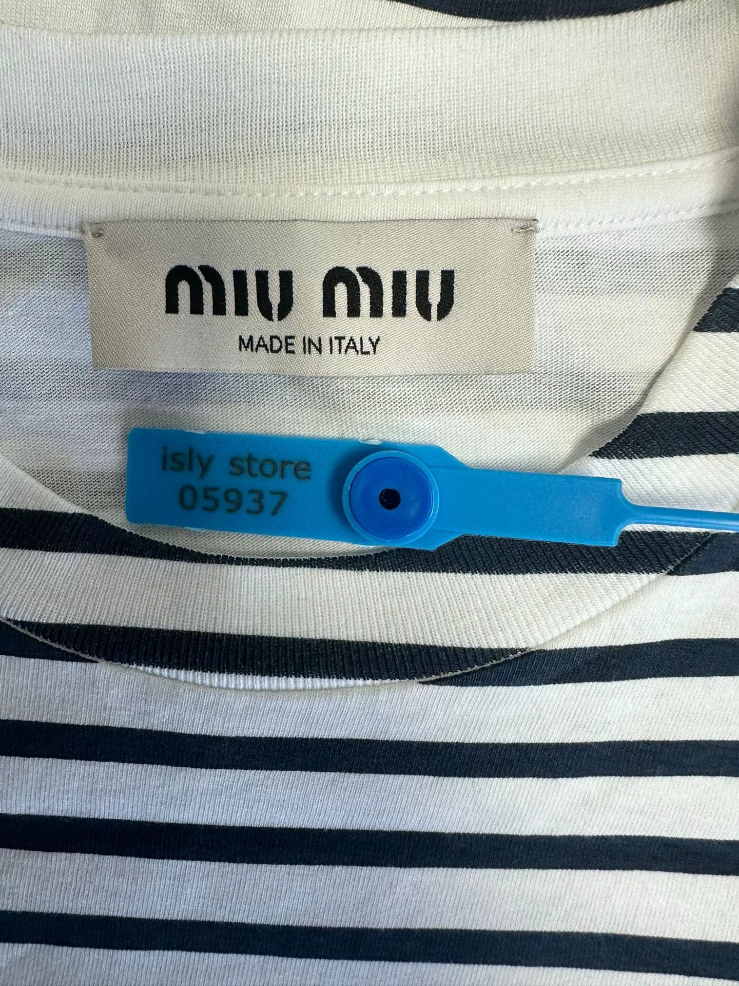 Miu Miu Miu Miu Striped Logo T-Shirt XS Size XS / US 0-2 / IT 36-38 - 5 Thumbnail