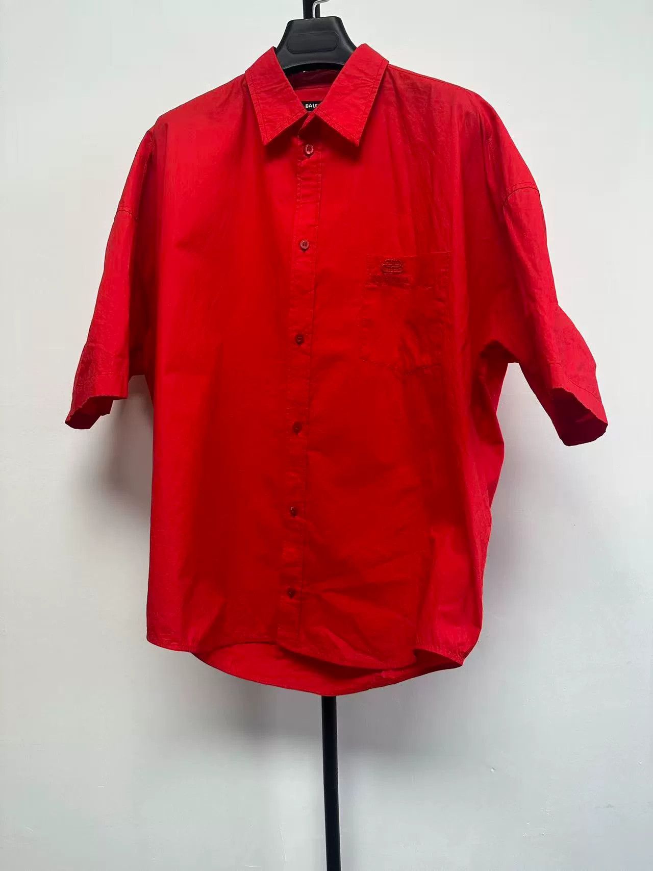 Balenciaga Balenciaga Embroidered Logo Red Shirt 37 Size US S / EU 44-46 / 1 - 2 Thumbnail