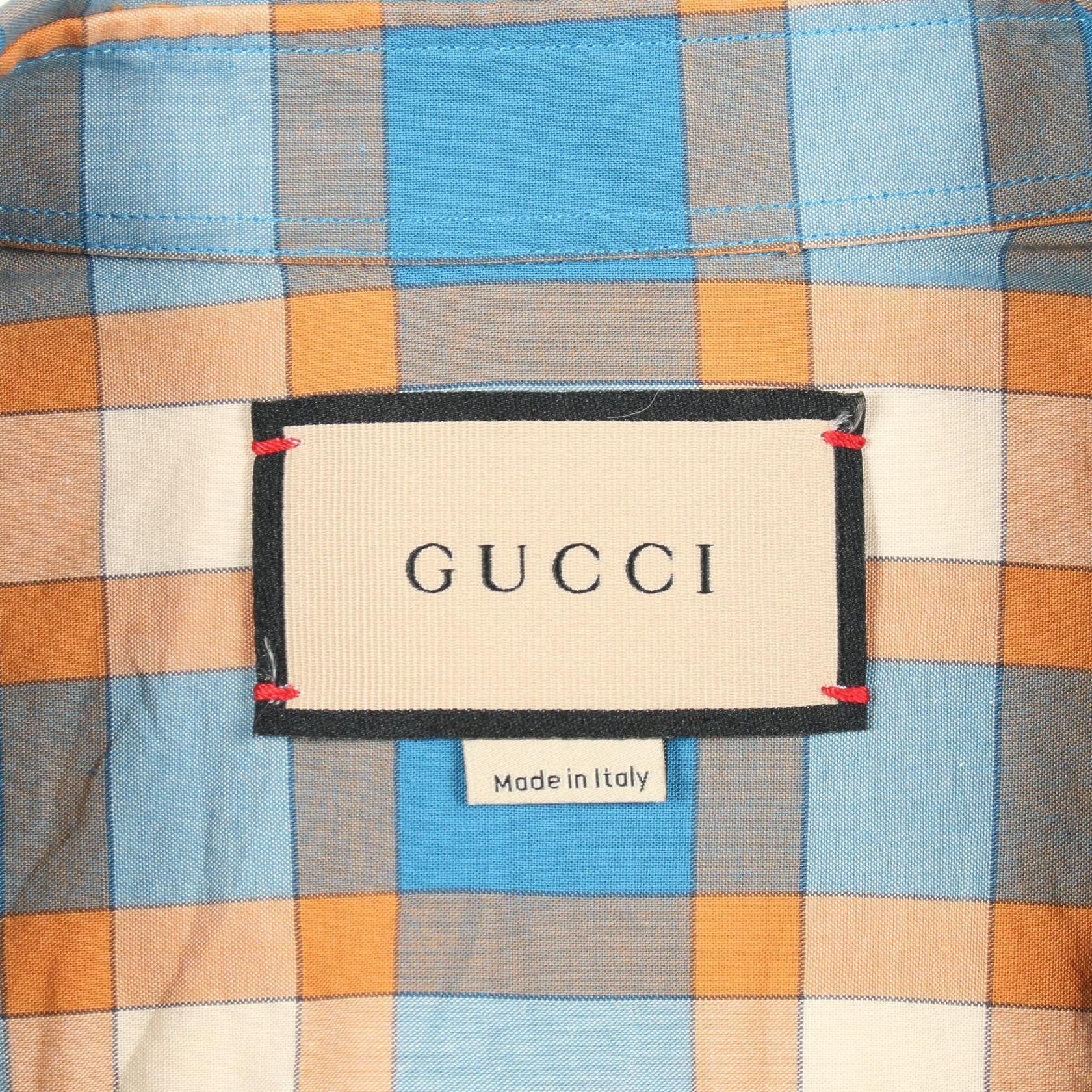 Gucci Gucci Gucci Freyja Hartas Animal Embroidery Check Shirt Cotton Shirt Textile Tops DUTY FREE for USA Size ONE SIZE - 3 Thumbnail