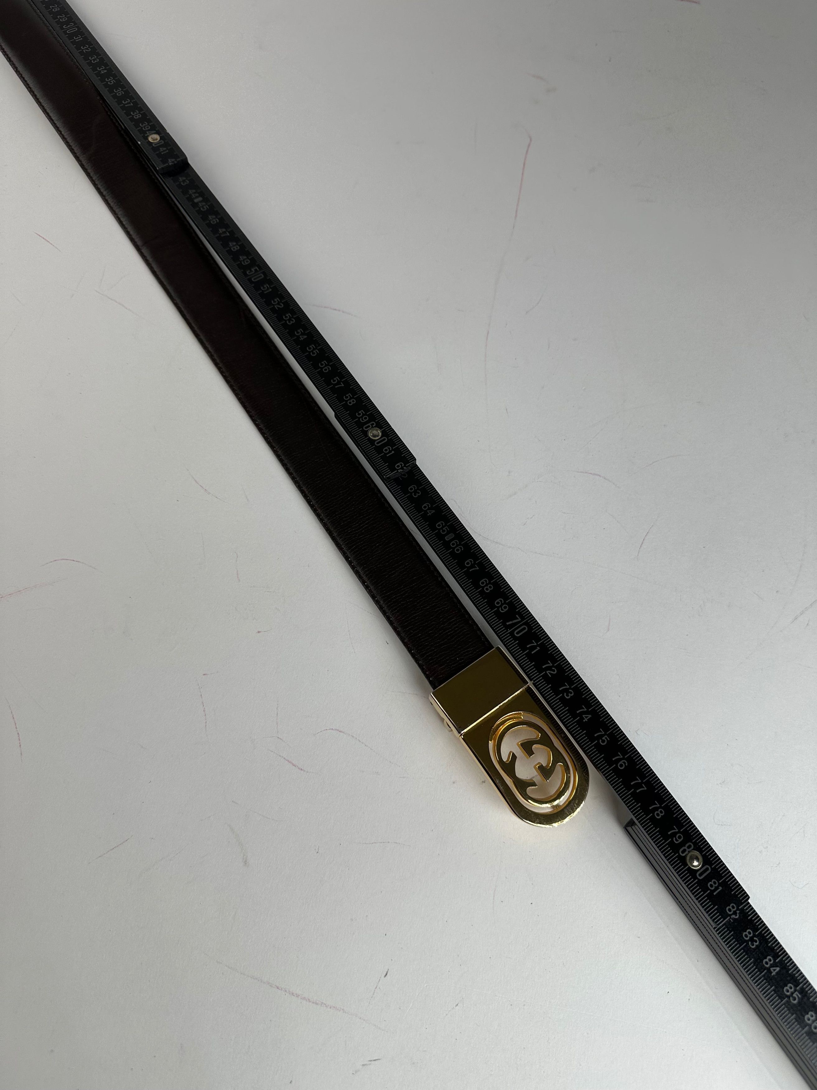 Gucci Vintage GG Leather Belt Brown Size ONE SIZE - 6 Thumbnail