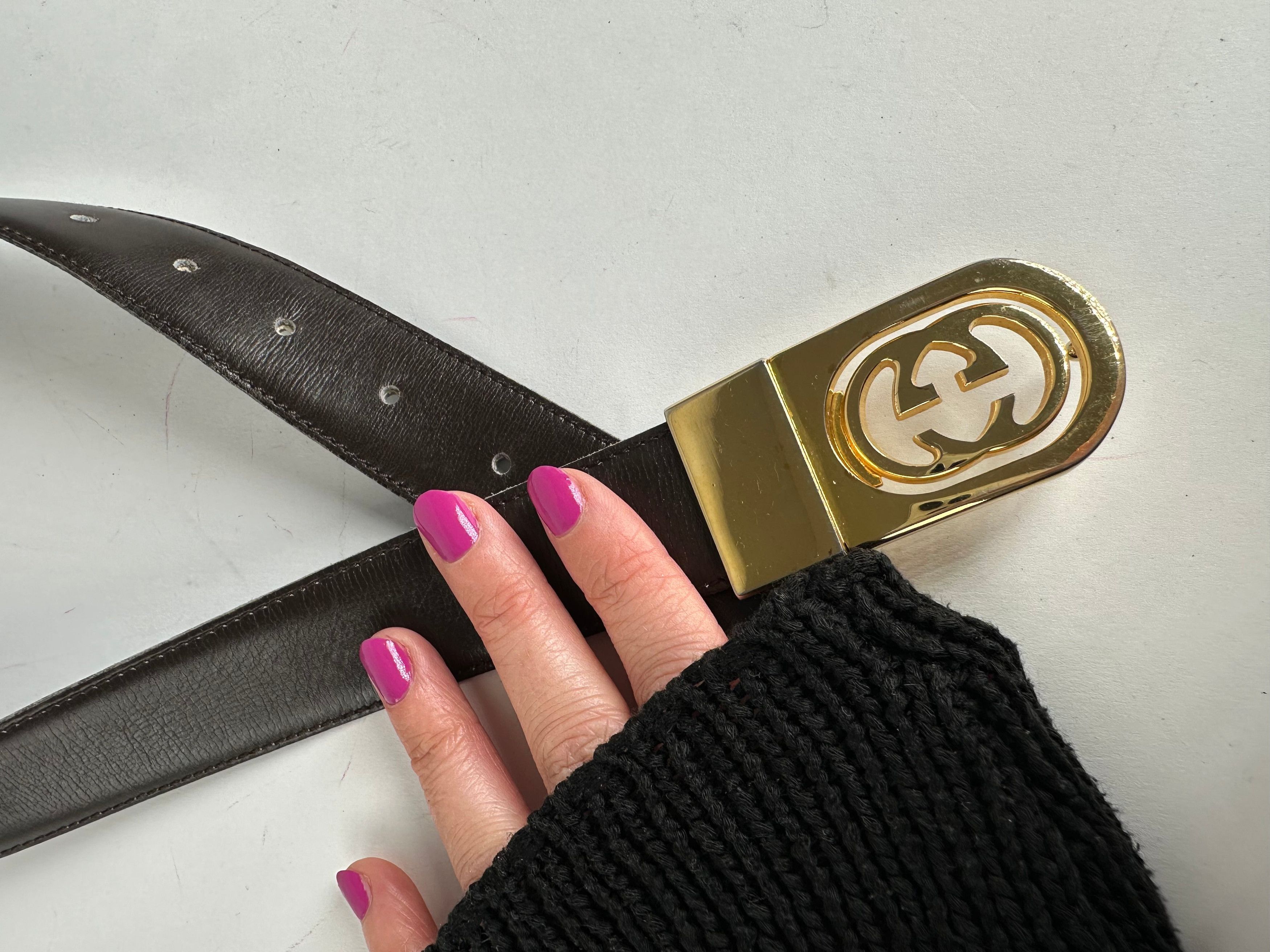 Gucci Vintage GG Leather Belt Brown Size ONE SIZE - 3 Thumbnail