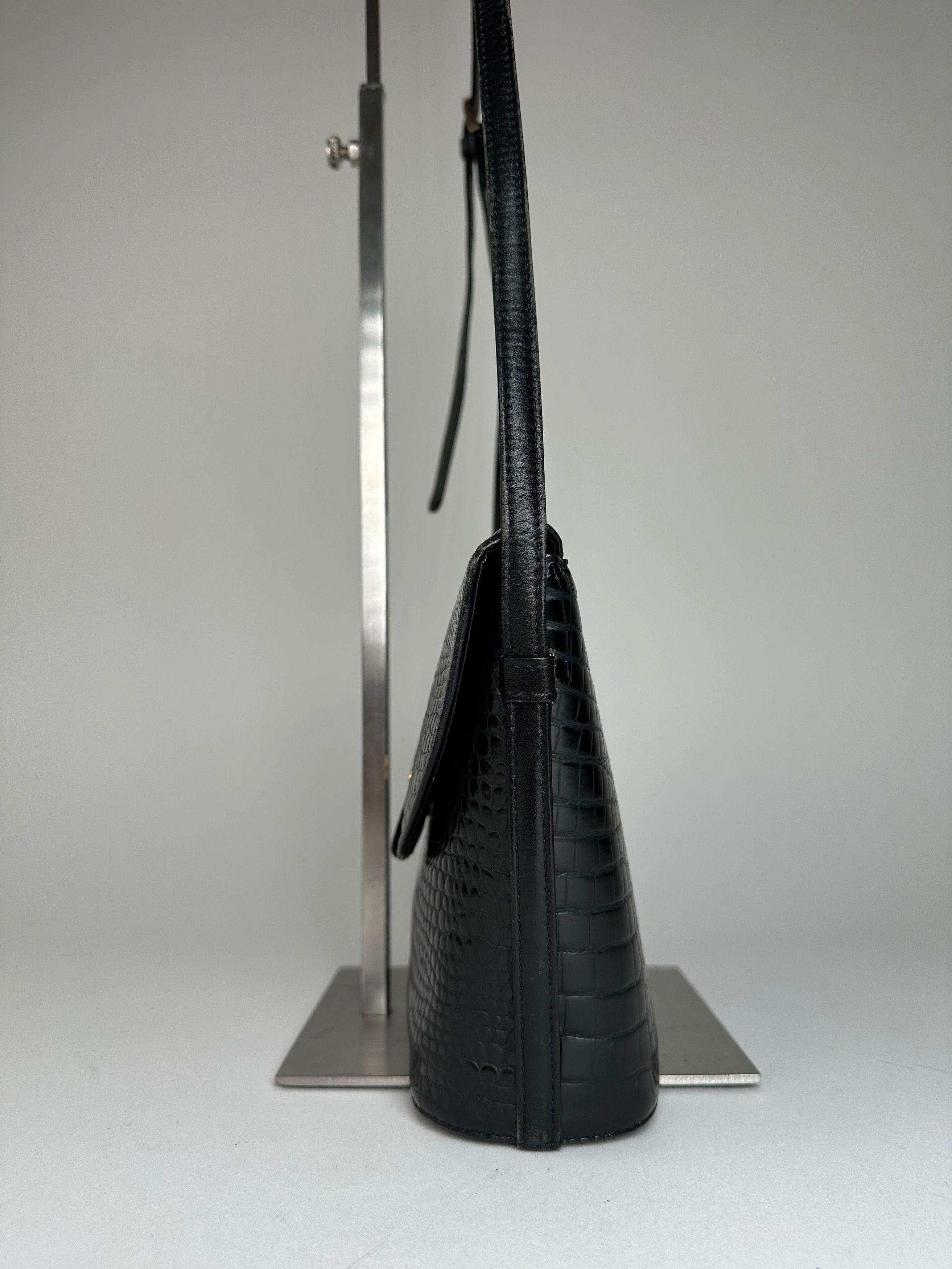 Courreges Vintage Embossed Leather Shoulder Bag Black Size ONE SIZE - 6 Thumbnail