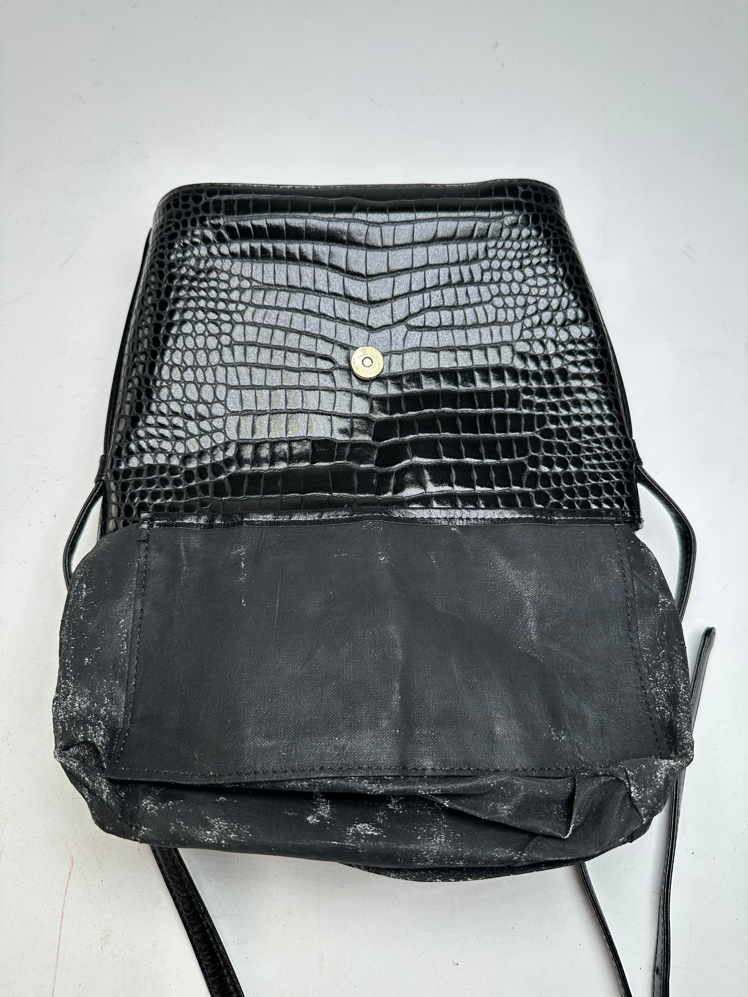 Courreges Vintage Embossed Leather Shoulder Bag Black Size ONE SIZE - 5 Thumbnail