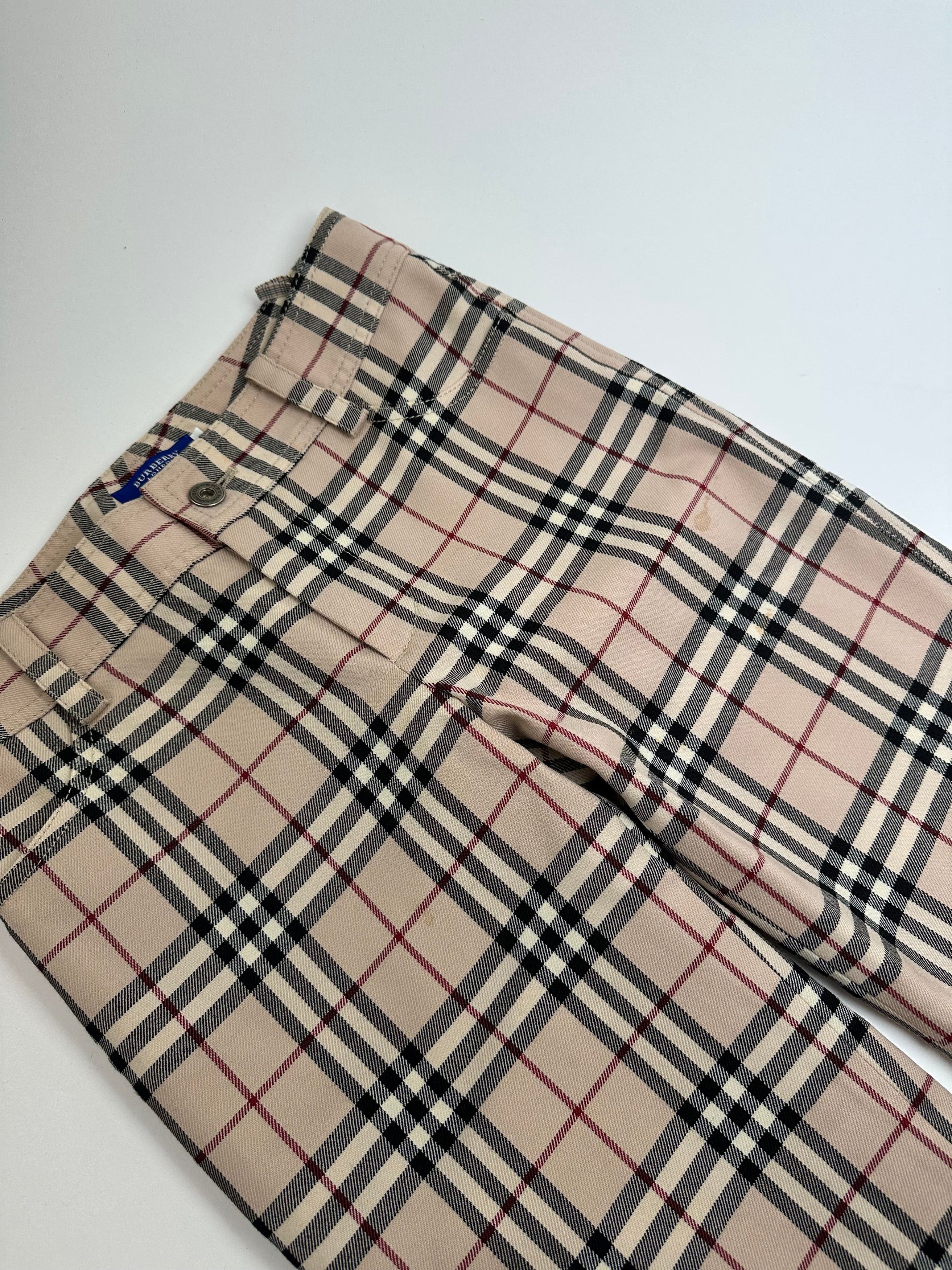 Burberry Vintage Nova Check Wool Flared Trousers Beige XS Size 24" / US 00 / IT 34 - 8 Thumbnail