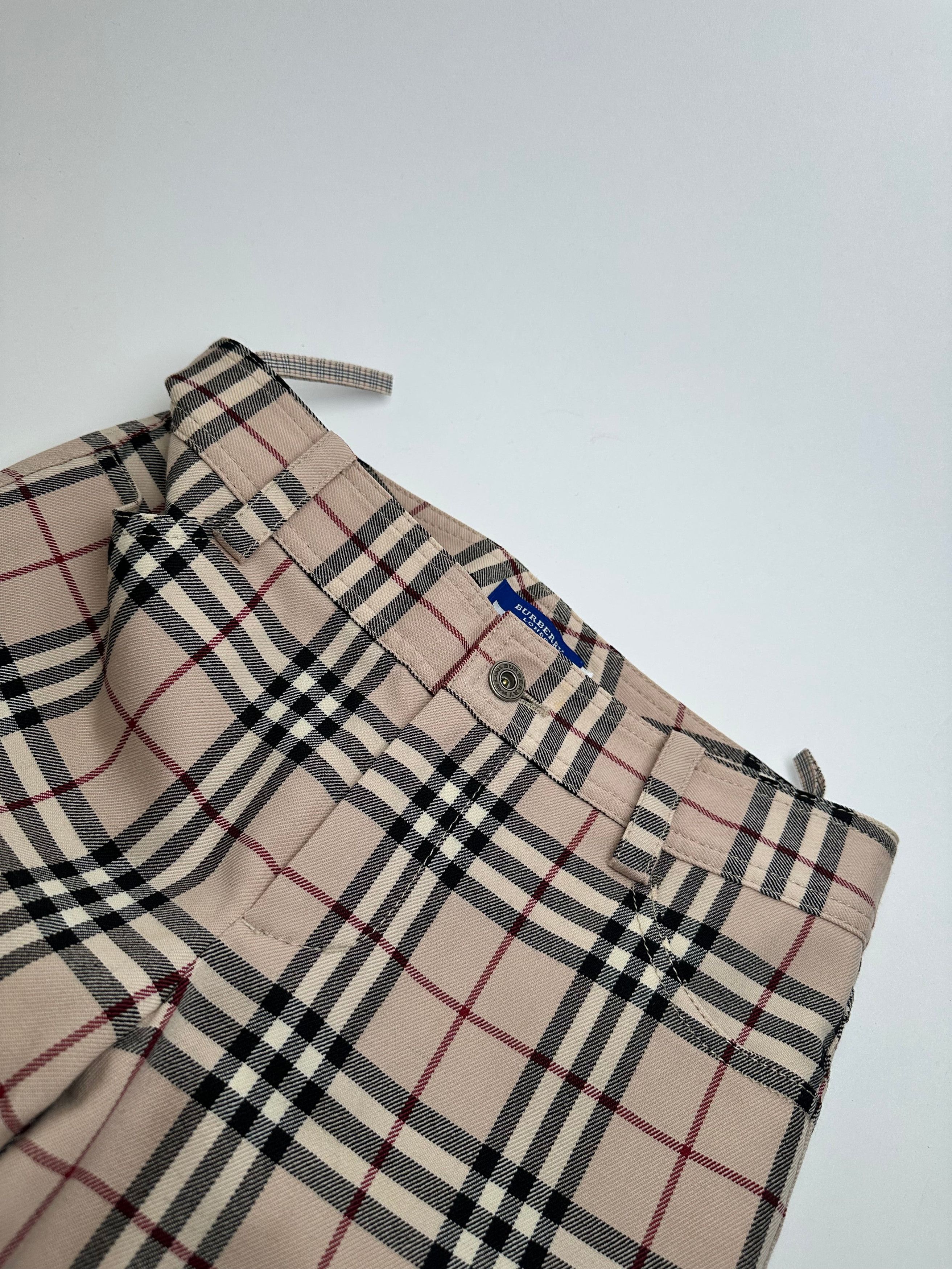 Burberry Vintage Nova Check Wool Flared Trousers Beige XS Size 24" / US 00 / IT 34 - 2 Thumbnail