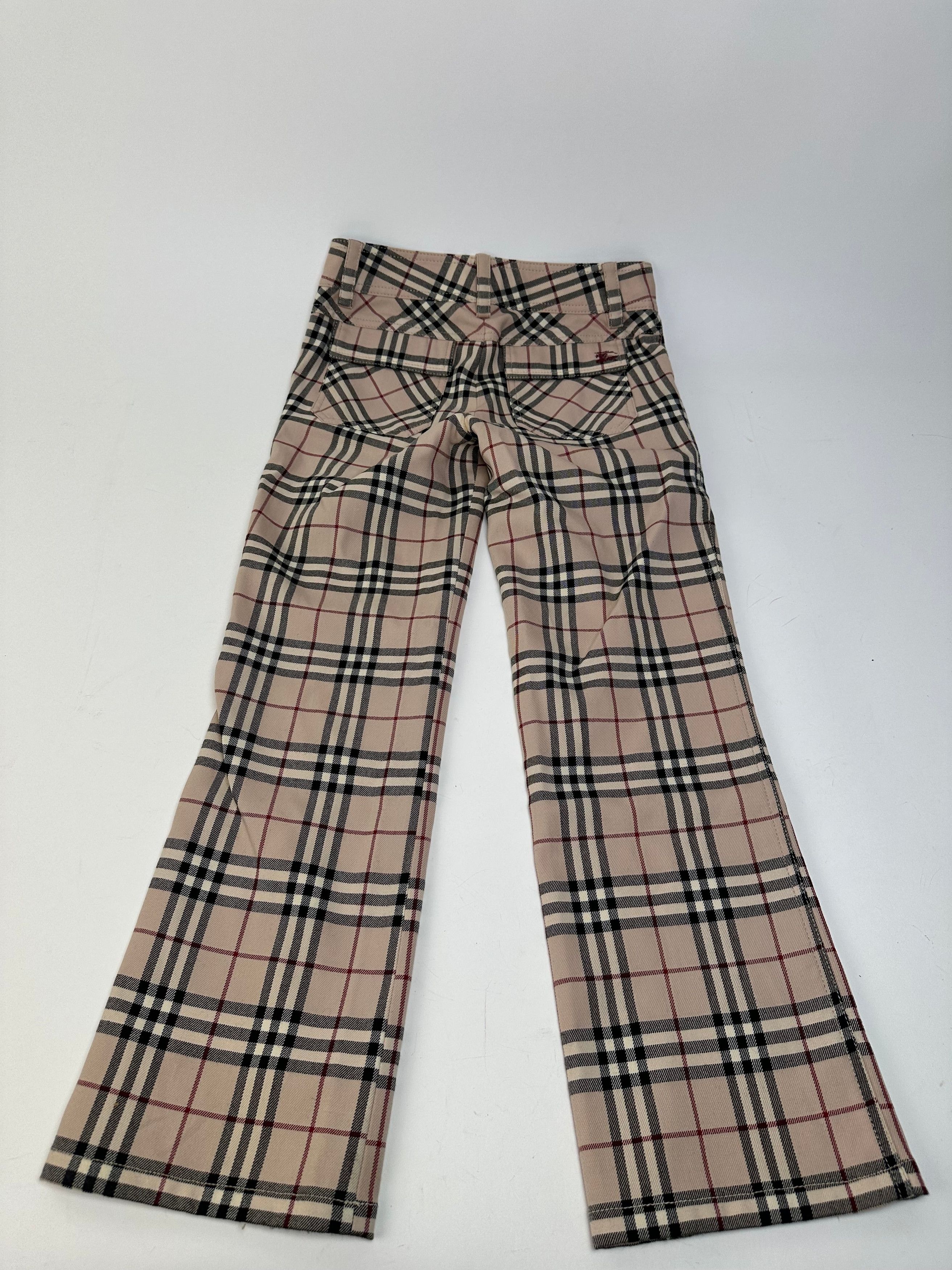 Burberry Vintage Nova Check Wool Flared Trousers Beige XS Size 24" / US 00 / IT 34 - 3 Thumbnail