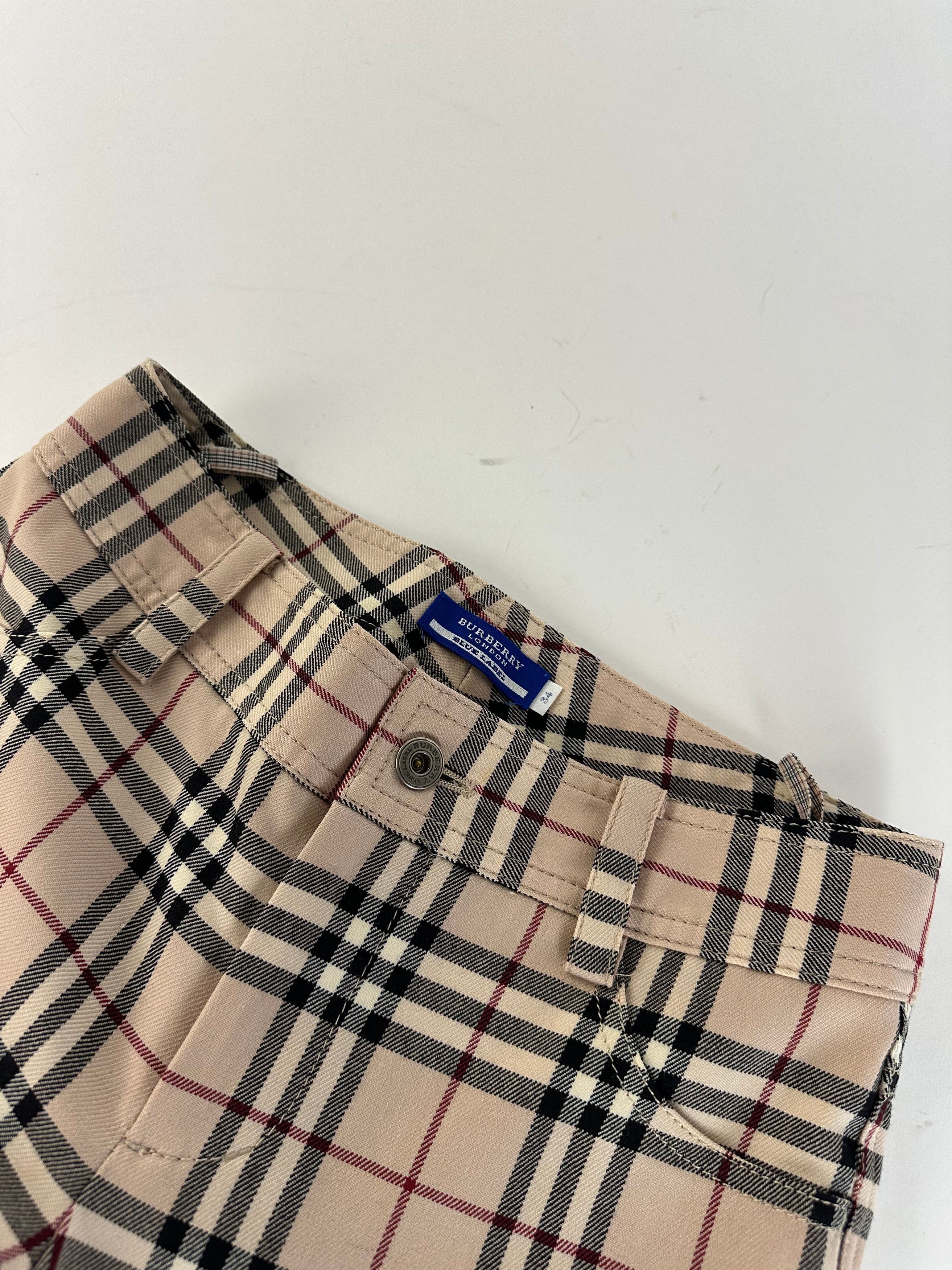 Burberry Vintage Nova Check Wool Flared Trousers Beige XS Size 24" / US 00 / IT 34 - 12 Thumbnail