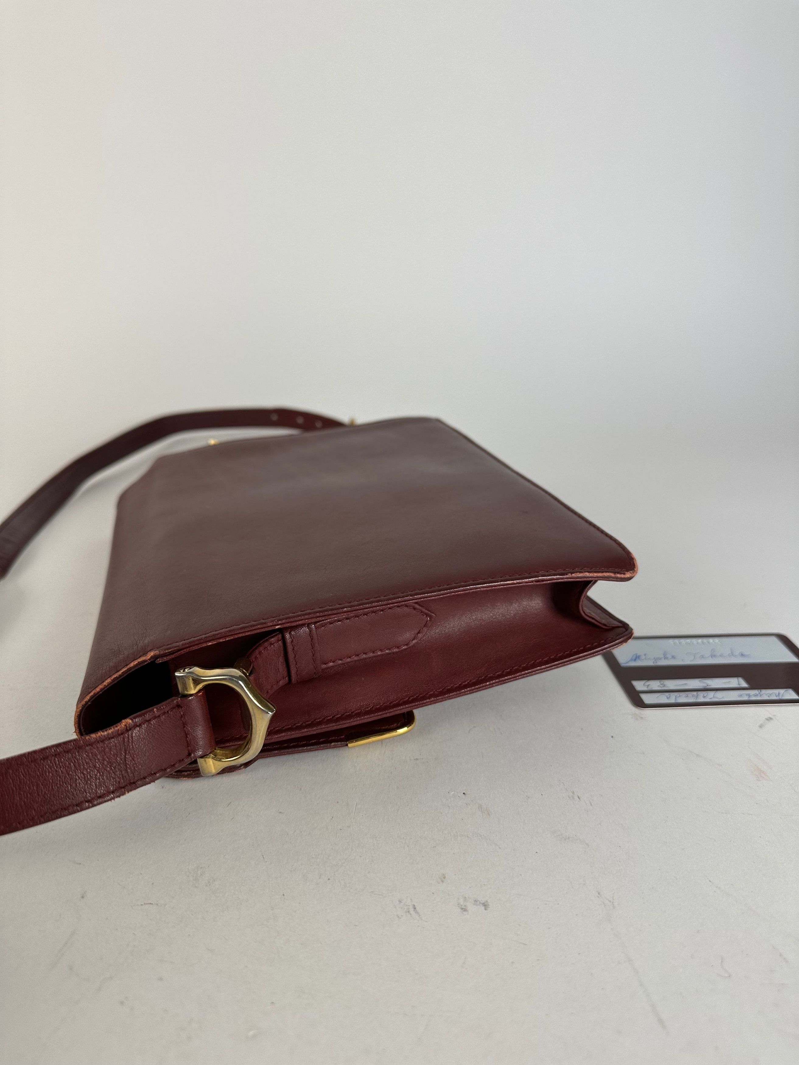 Cartier Vintage Must Envelope Shoulder Bag Leather Burgundy Size ONE SIZE - 7 Thumbnail