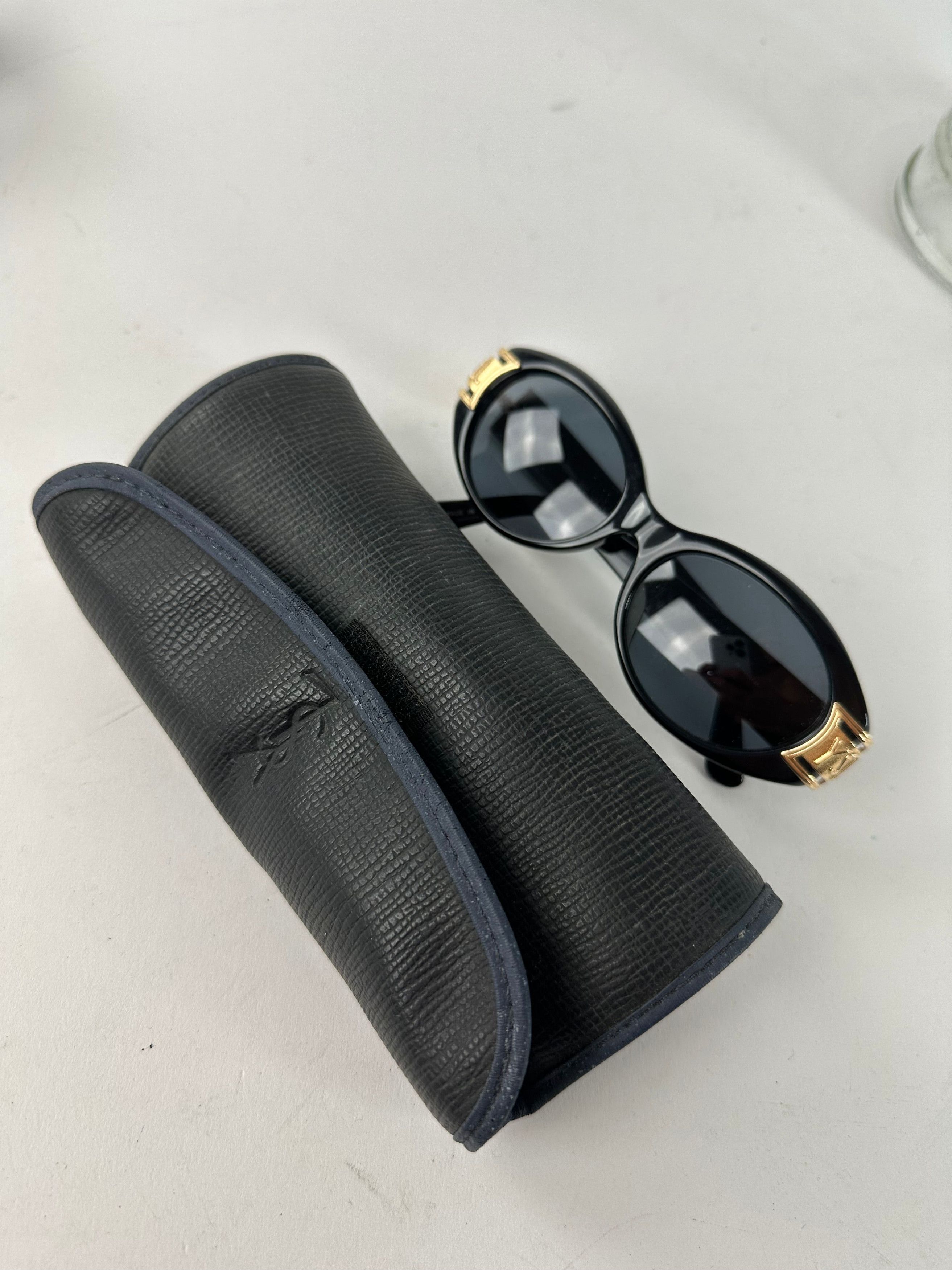 Yves Saint Laurent Vintage Sunglasses Black Gold YSL Logo Size ONE SIZE - 12 Thumbnail