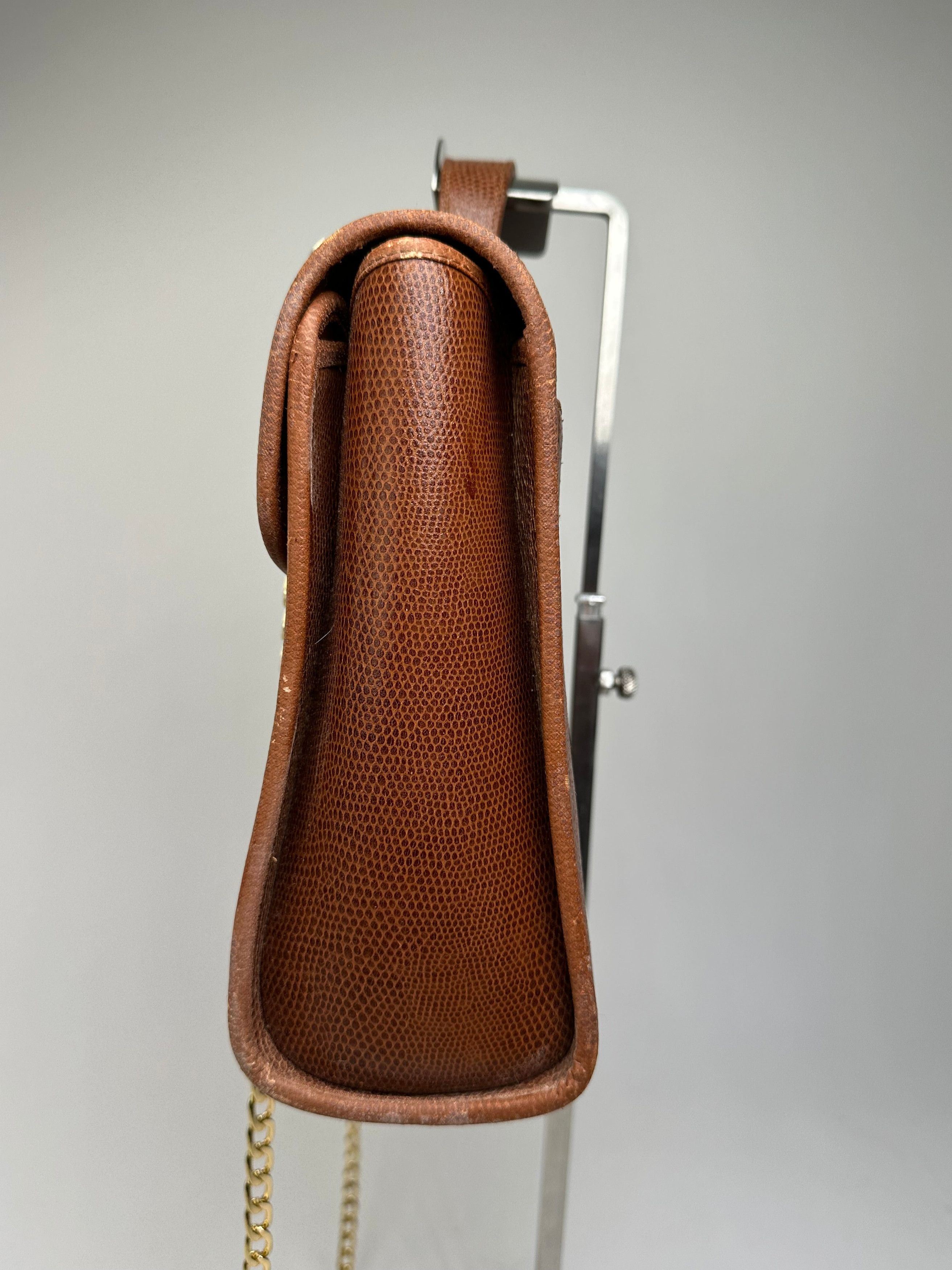 Givenchy Paris Vintage Top Handle Bag Cognac Lizard-Embossed Leather Size ONE SIZE - 9 Thumbnail