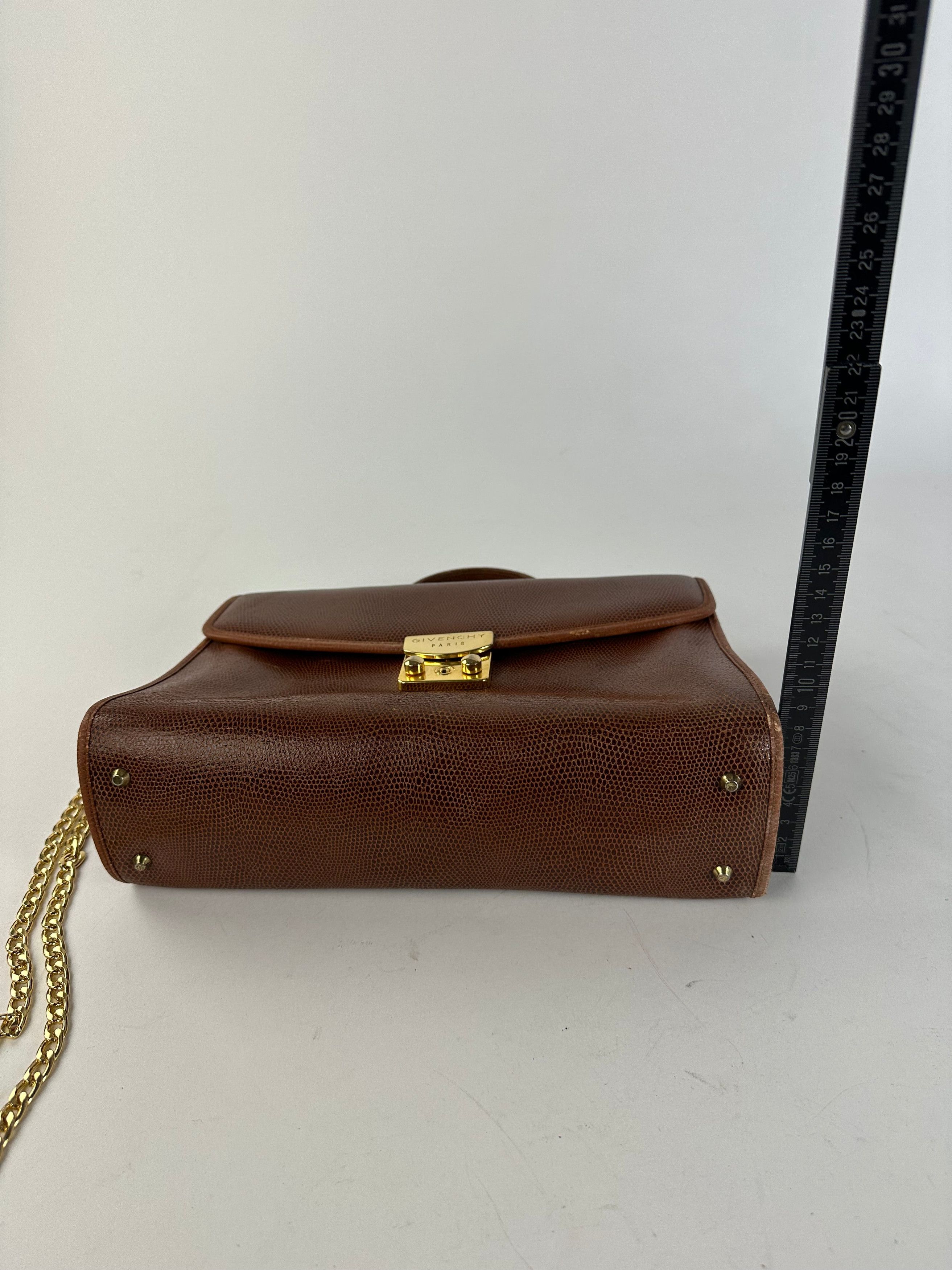 Givenchy Paris Vintage Top Handle Bag Cognac Lizard-Embossed Leather Size ONE SIZE - 13 Thumbnail