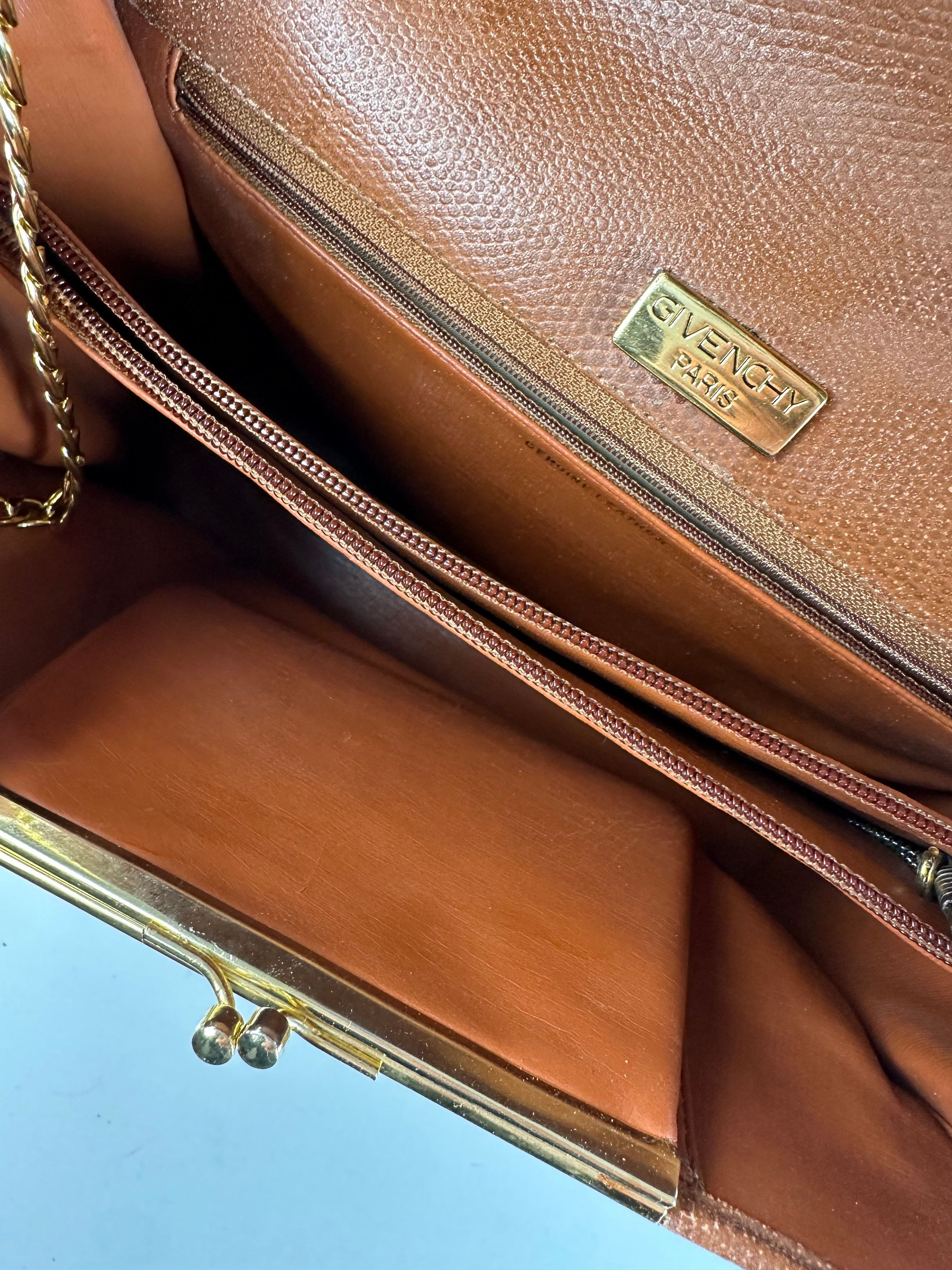Givenchy Paris Vintage Top Handle Bag Cognac Lizard-Embossed Leather Size ONE SIZE - 4 Thumbnail