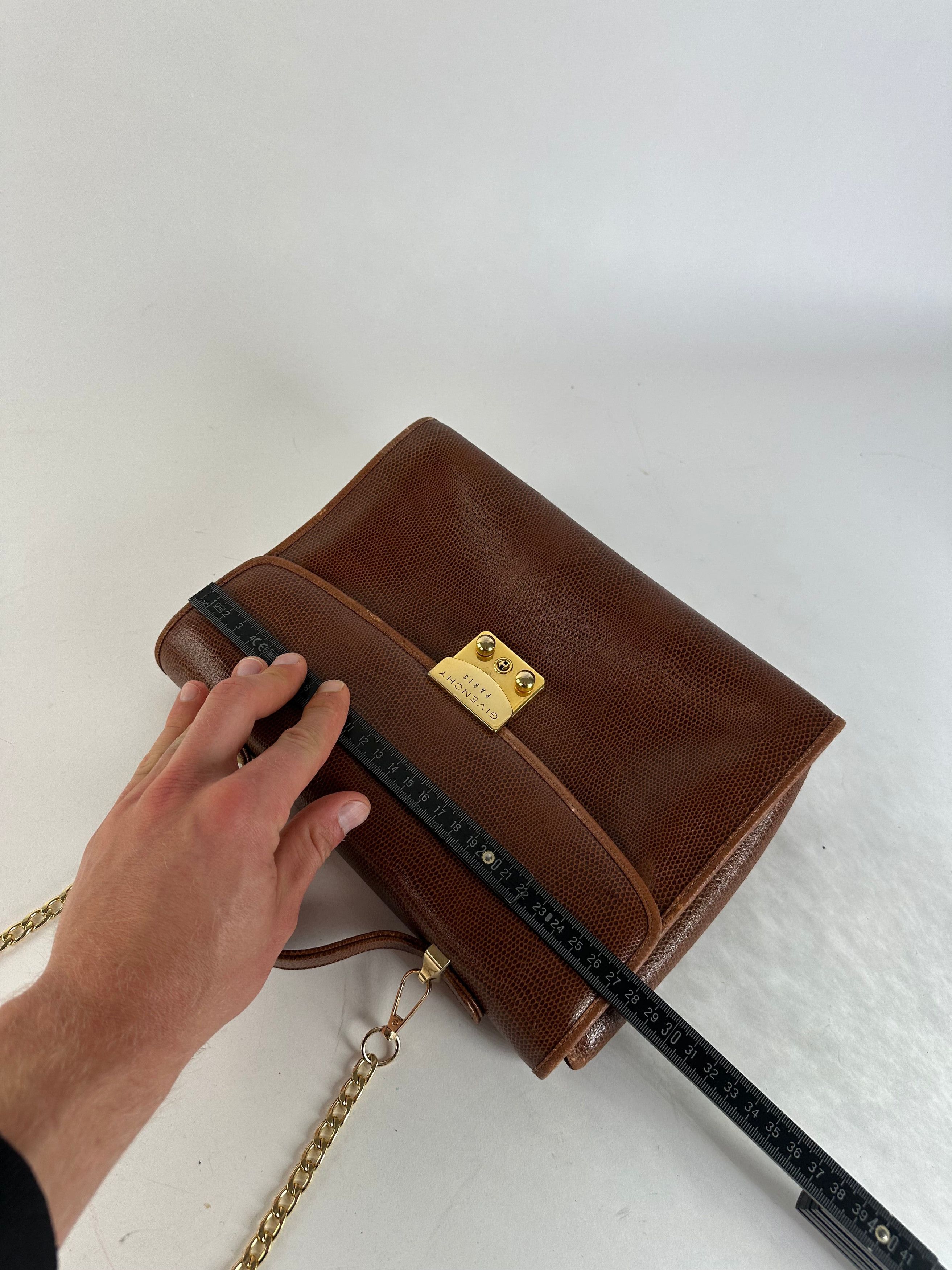 Givenchy Paris Vintage Top Handle Bag Cognac Lizard-Embossed Leather Size ONE SIZE - 11 Thumbnail