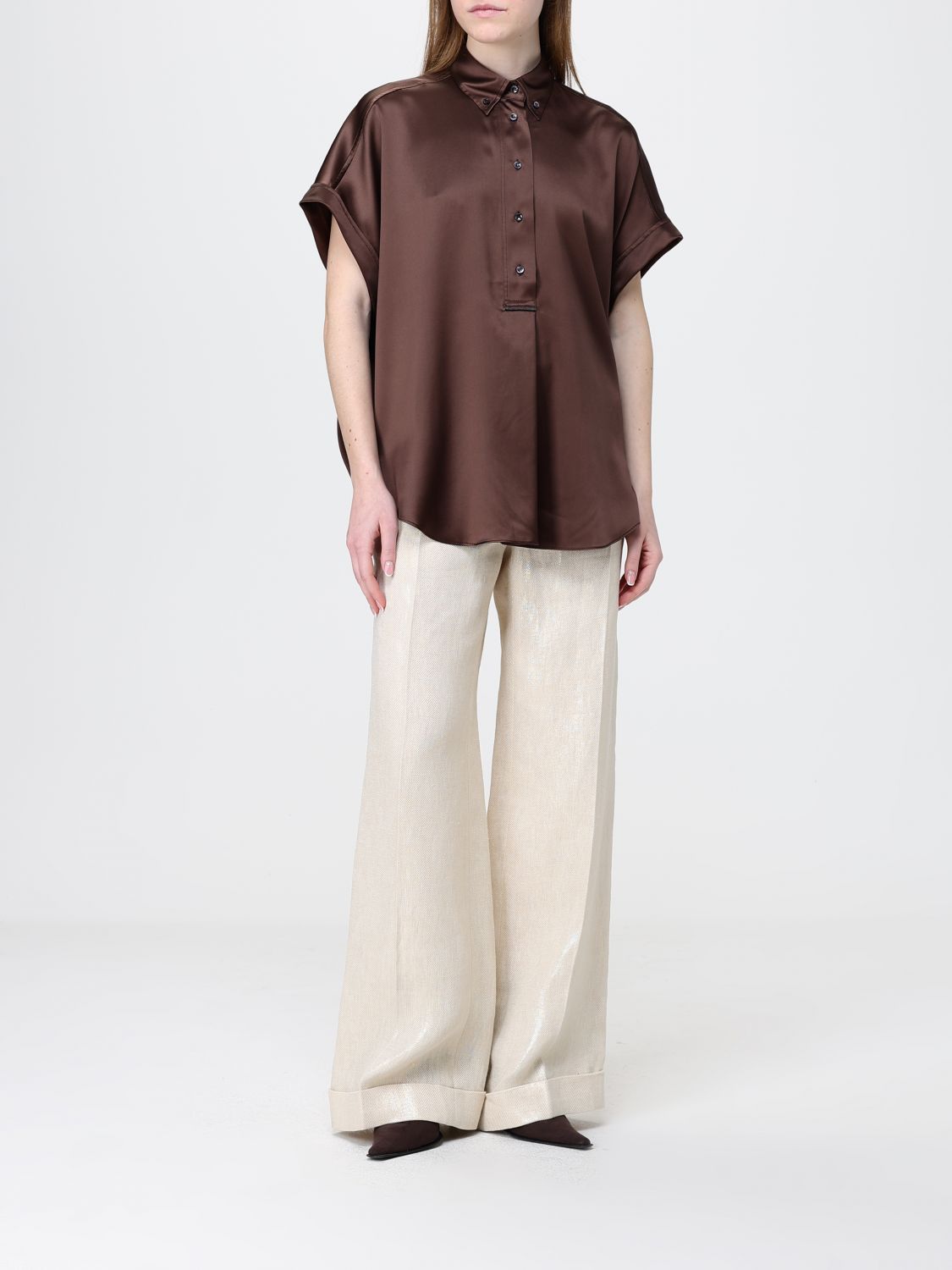Brunello Cucinelli Brunello Cucinelli Shirt Woman Brown Size M / US 6-8 / IT 42-44 - 2 Thumbnail