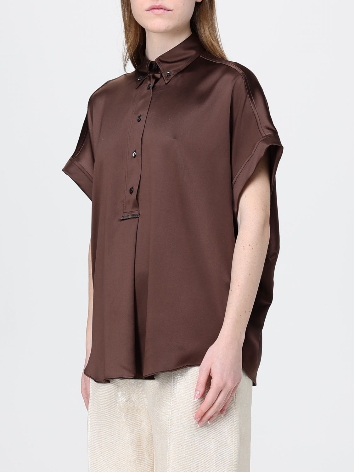 Brunello Cucinelli Brunello Cucinelli Shirt Woman Brown Size S / US 4 / IT 40 - 4 Thumbnail