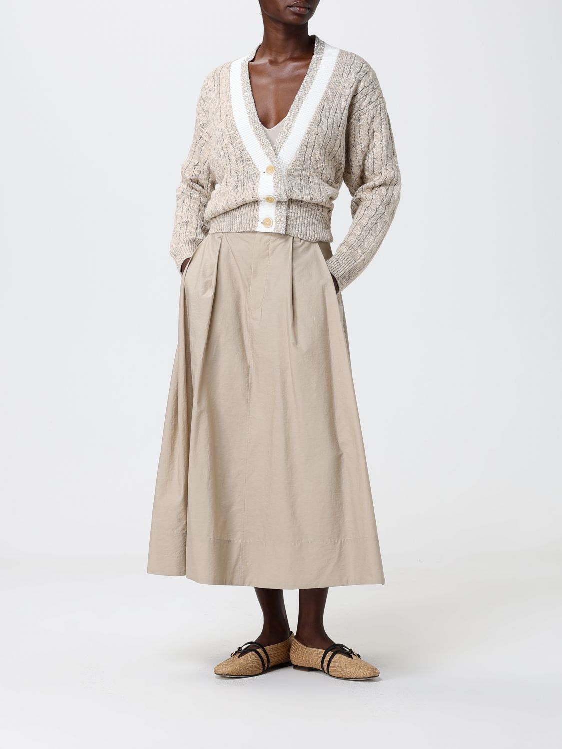 Brunello Cucinelli Brunello Cucinelli Skirt Woman Beige Size 30" / US 8 / IT 44 - 2 Thumbnail