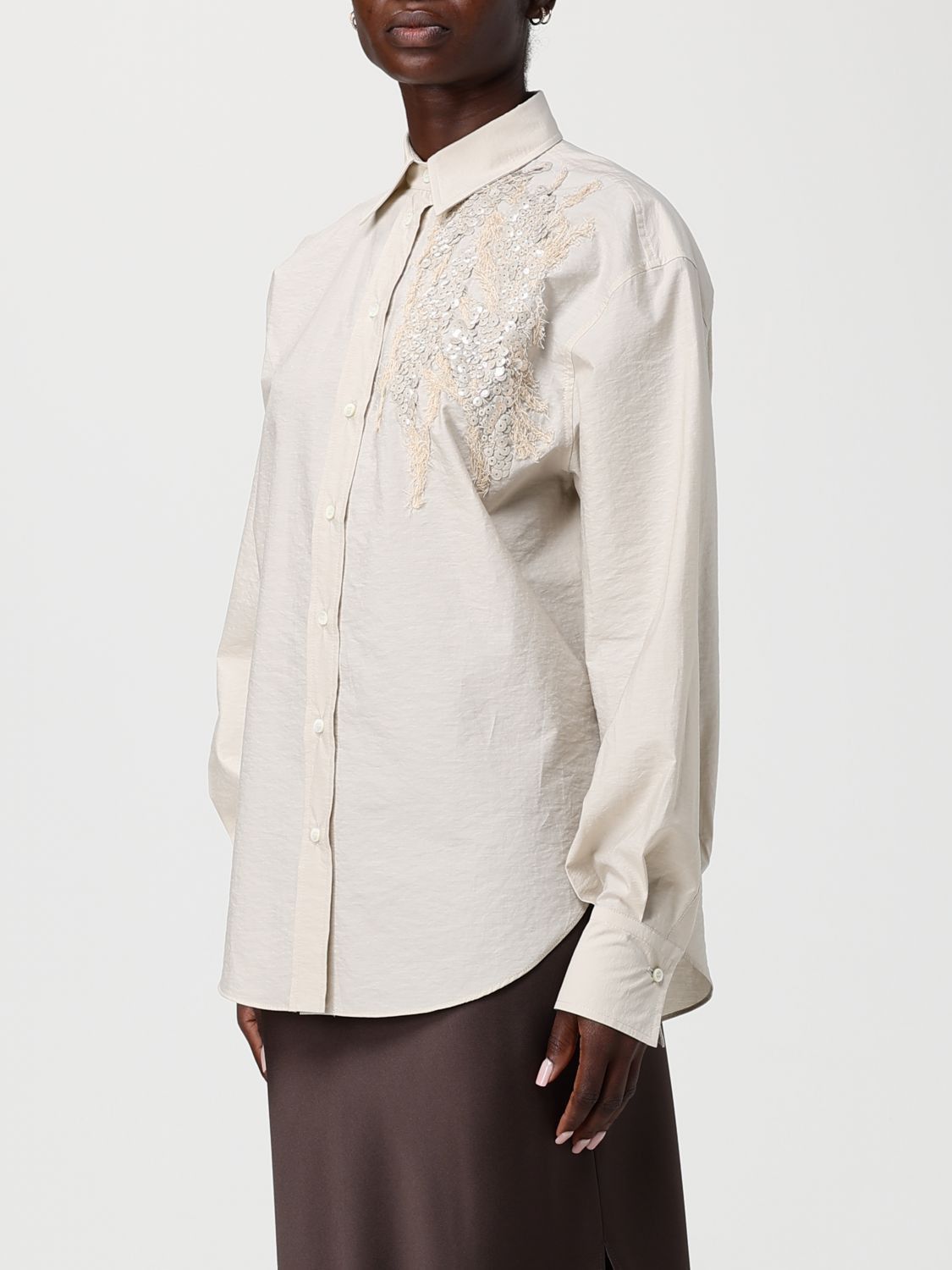 Brunello Cucinelli Brunello Cucinelli Shirt Woman Beige Size M / US 6-8 / IT 42-44 - 3 Thumbnail