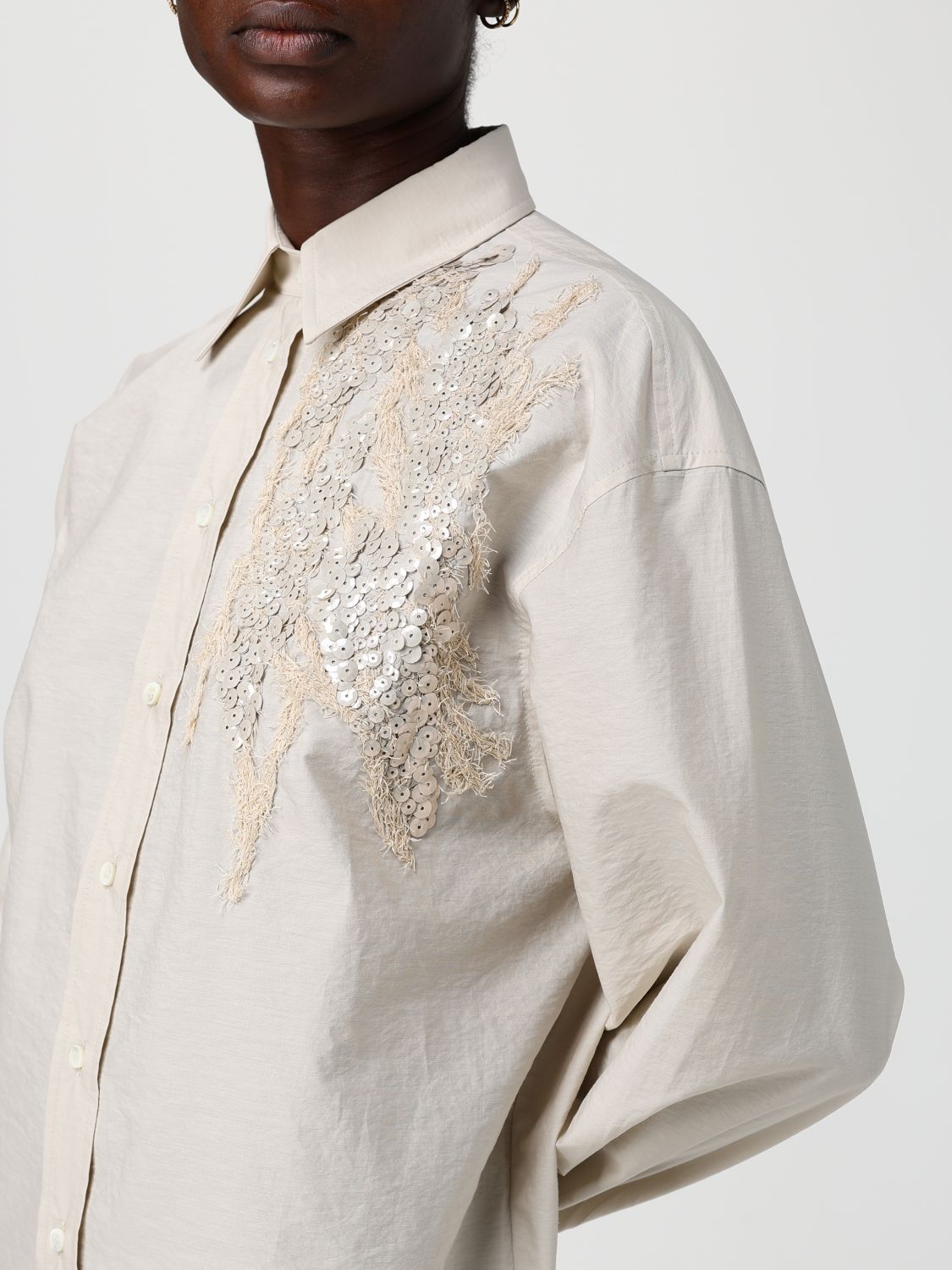 Brunello Cucinelli Brunello Cucinelli Shirt Woman Beige Size XL / US 12-14 / IT 48-50 - 4 Thumbnail