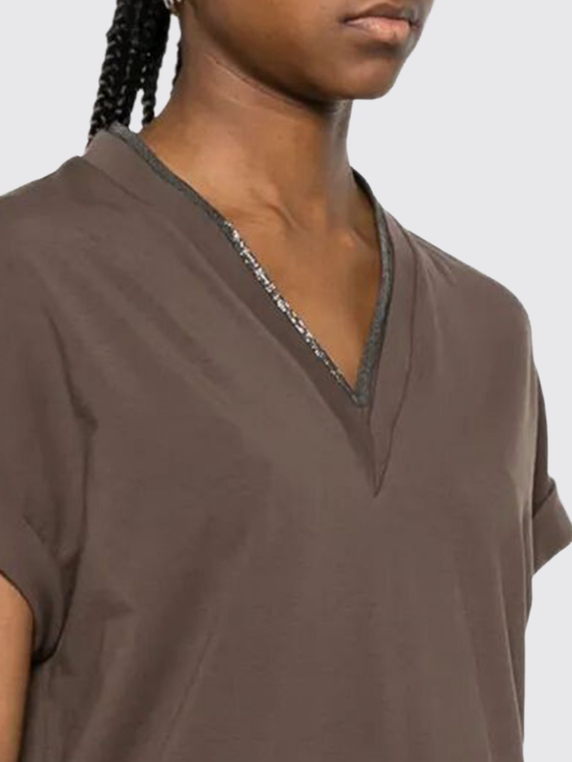 Brunello Cucinelli Brunello Cucinelli T-Shirt Woman Brown Size L / US 10 / IT 46 - 3 Thumbnail
