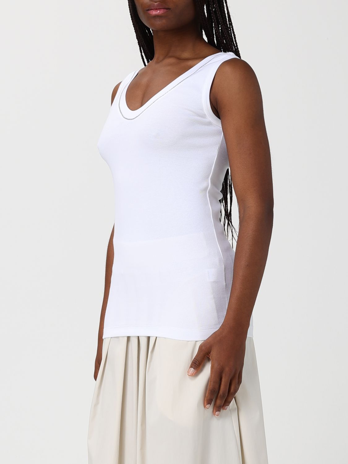 Brunello Cucinelli Brunello Cucinelli T-Shirt Woman White Size XL / US 12-14 / IT 48-50 - 4 Thumbnail