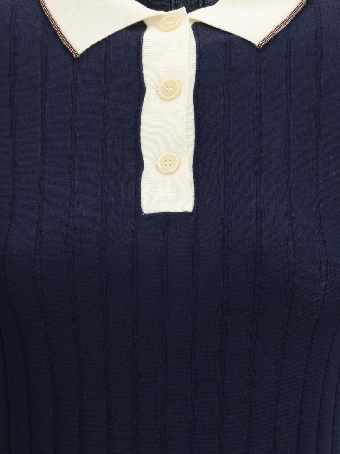 Brunello Cucinelli Brunello Cucinelli Polo Shirt Woman Blue Size L / US 10 / IT 46 - 4 Thumbnail