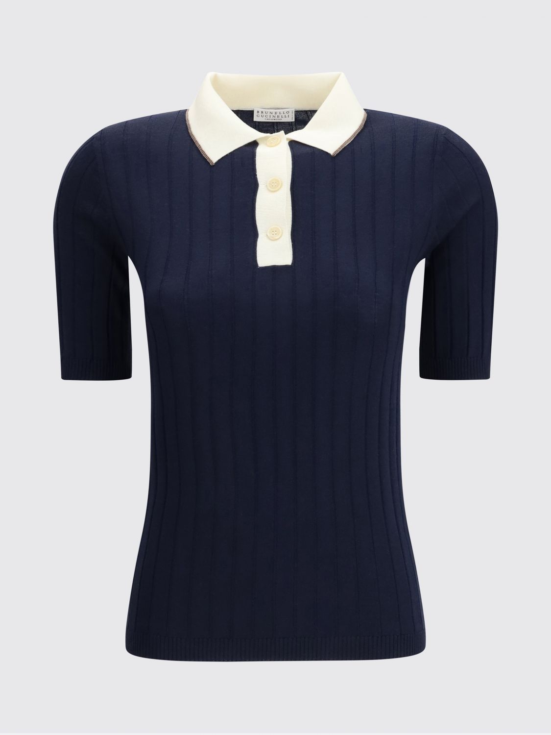 Brunello Cucinelli Brunello Cucinelli Polo Shirt Woman Blue Size L / US 10 / IT 46 - 2 Thumbnail