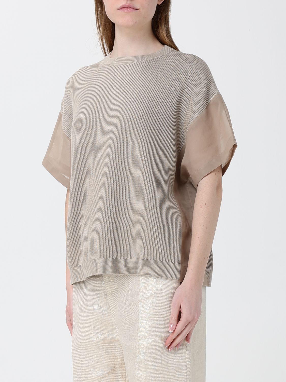 Brunello Cucinelli Brunello Cucinelli Sweater Woman Beige Size L / US 10 / IT 46 - 4 Thumbnail