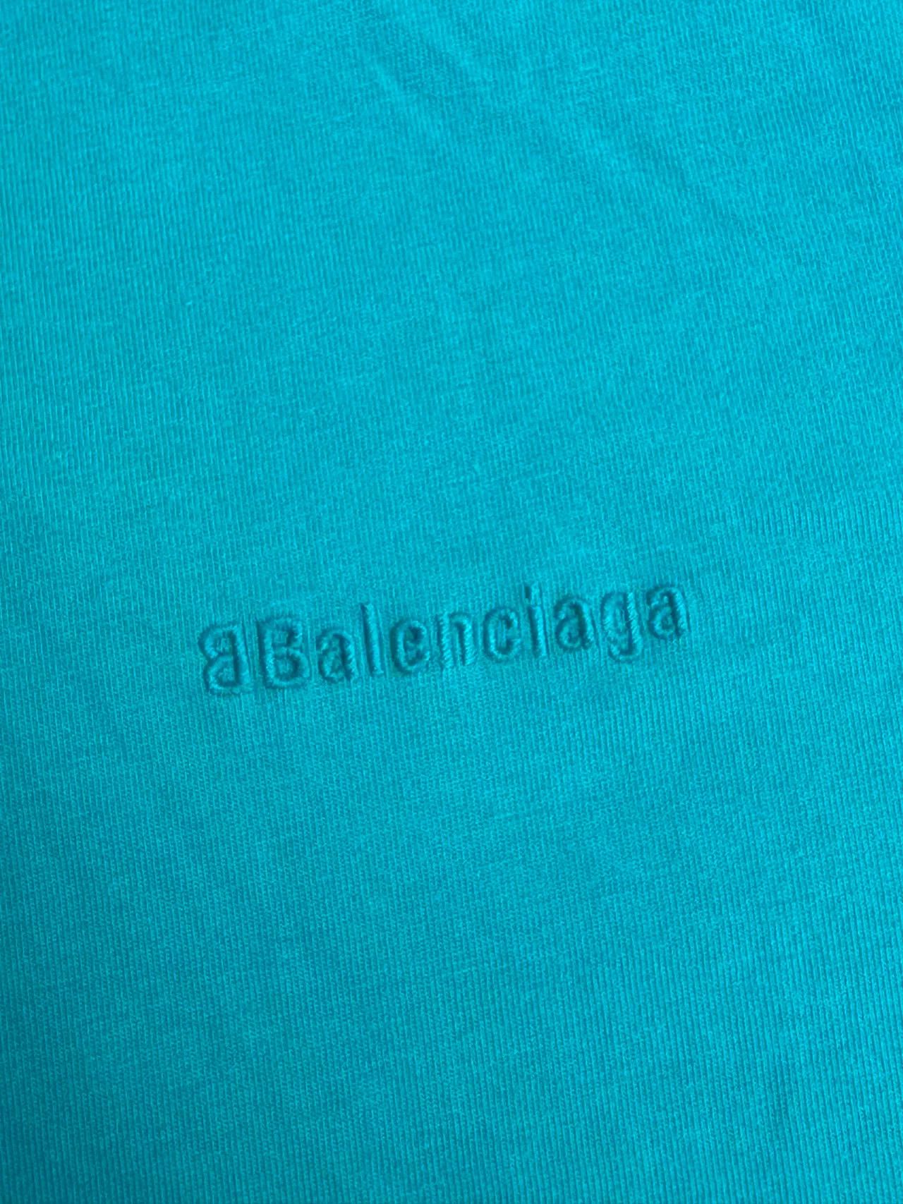 Balenciaga Balenciaga Teal Embroidered Logo T-Shirt Size M Size US M / EU 48-50 / 2 - 4 Thumbnail