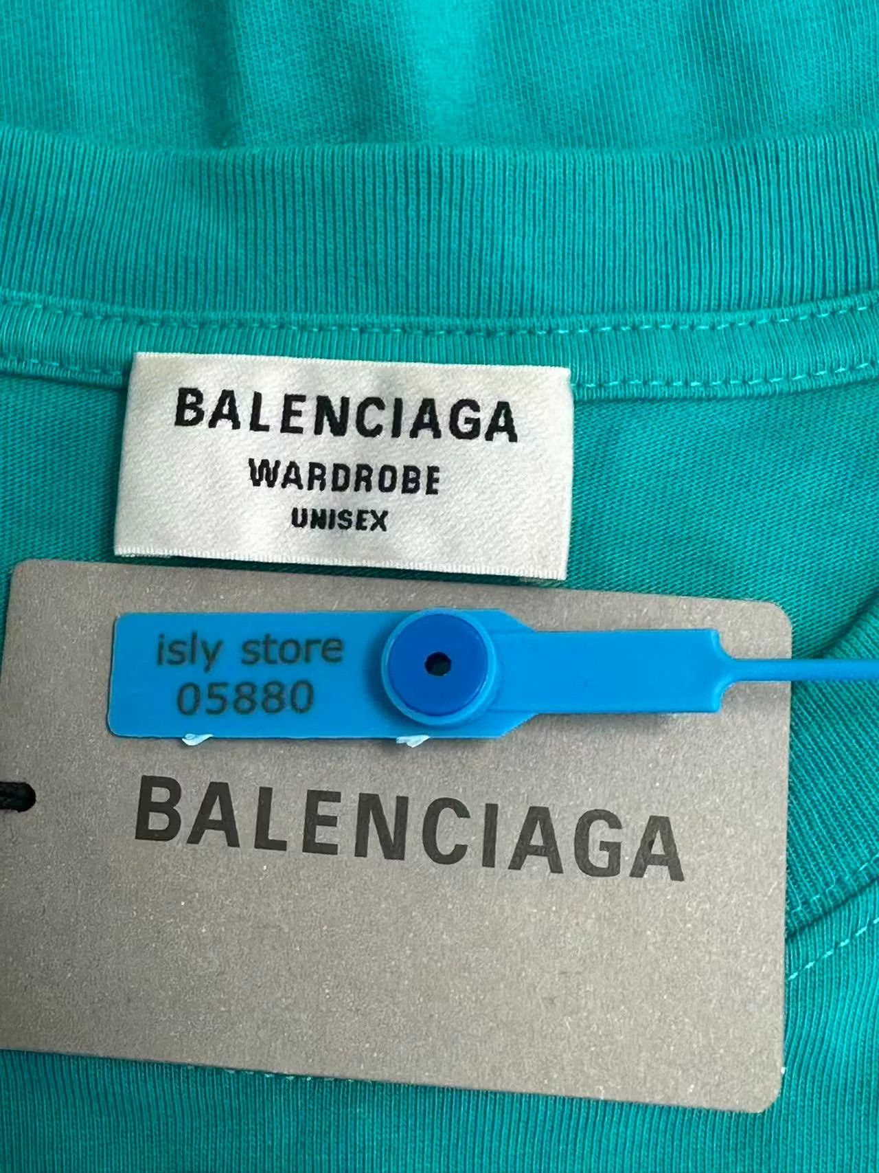 Balenciaga Balenciaga Teal Embroidered Logo T-Shirt Size M Size US M / EU 48-50 / 2 - 5 Thumbnail