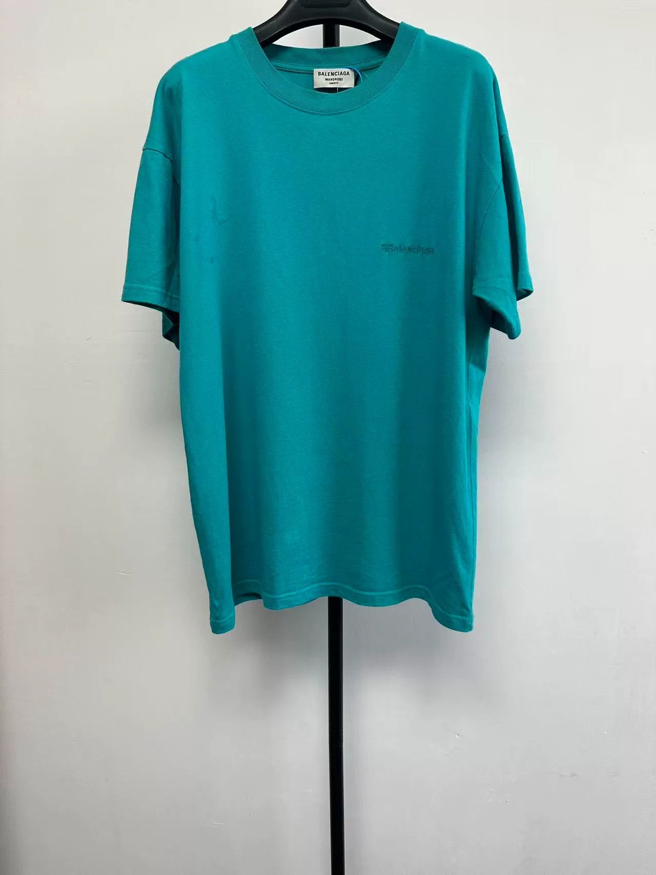 Balenciaga Balenciaga Teal Embroidered Logo T-Shirt Size M Size US M / EU 48-50 / 2 - 2 Thumbnail