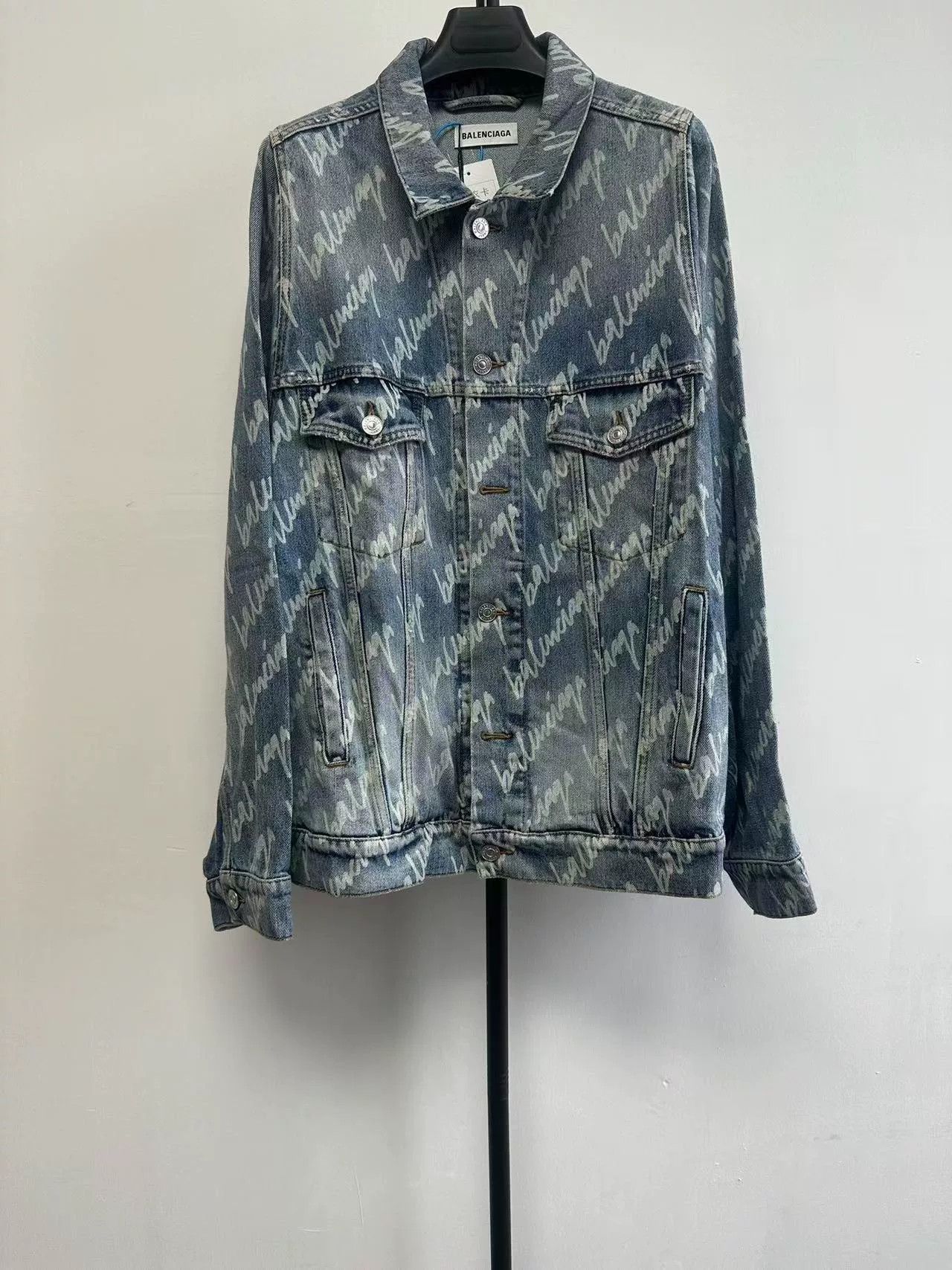 Balenciaga Balenciaga Logo Print Denim Jacket 38 Size S / US 4 / IT 40 - 2 Thumbnail