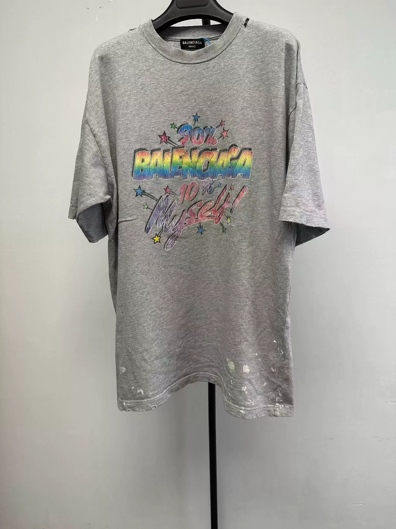 Balenciaga Balenciaga Rainbow Print Distressed T-Shirt XS Size US XS / EU 42 / 0 - 2 Thumbnail