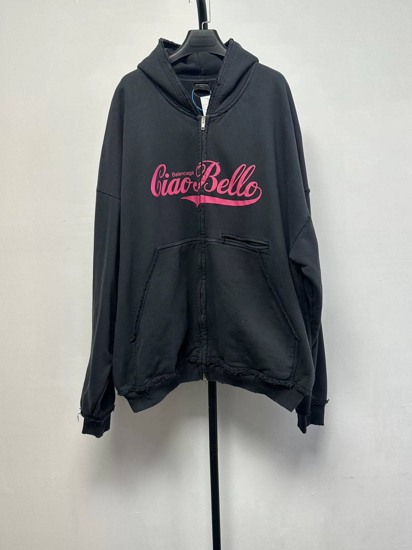 Balenciaga Balenciaga Ciao Bello Distressed Zip Hoodie XS Size US XS / EU 42 / 0 - 2 Thumbnail