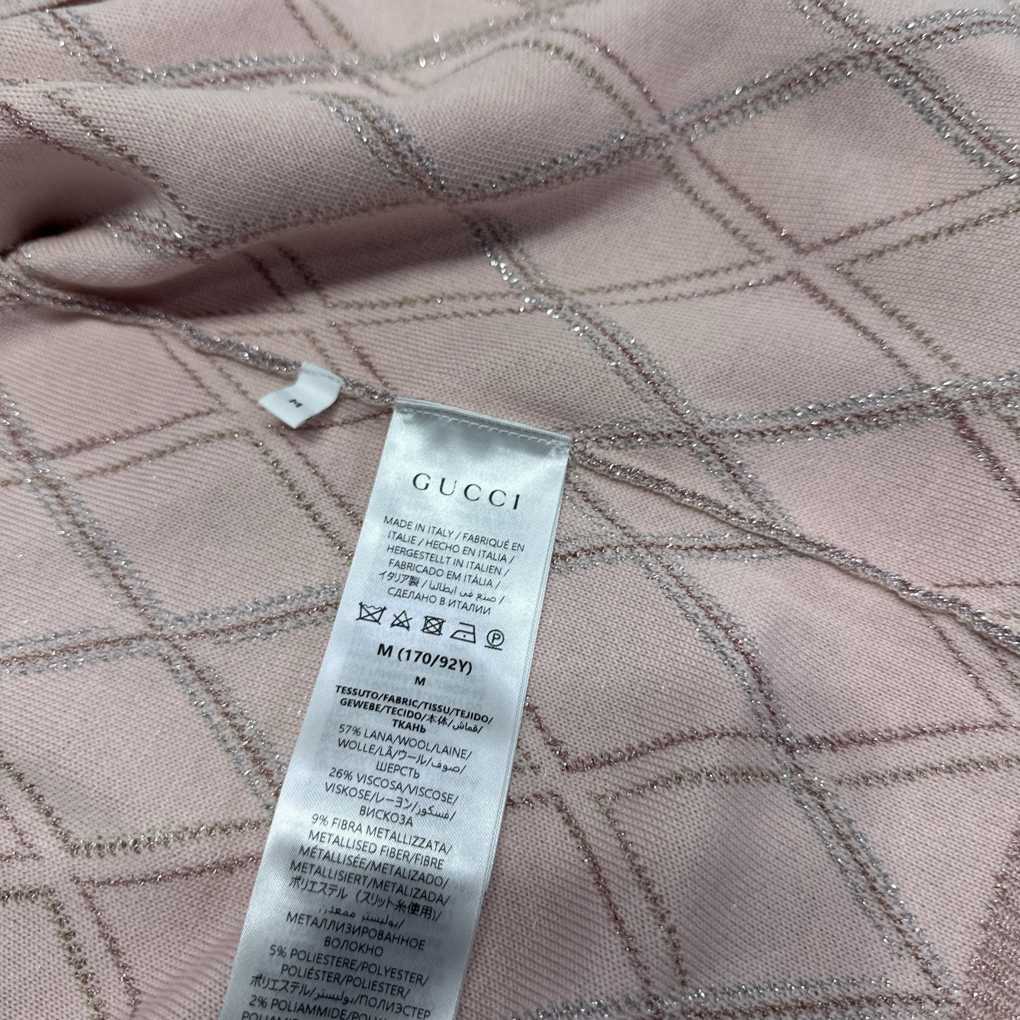 Gucci Gucci Pink Argyle V-Neck Cardigan Size M Size M / US 6-8 / IT 42-44 - 6 Thumbnail