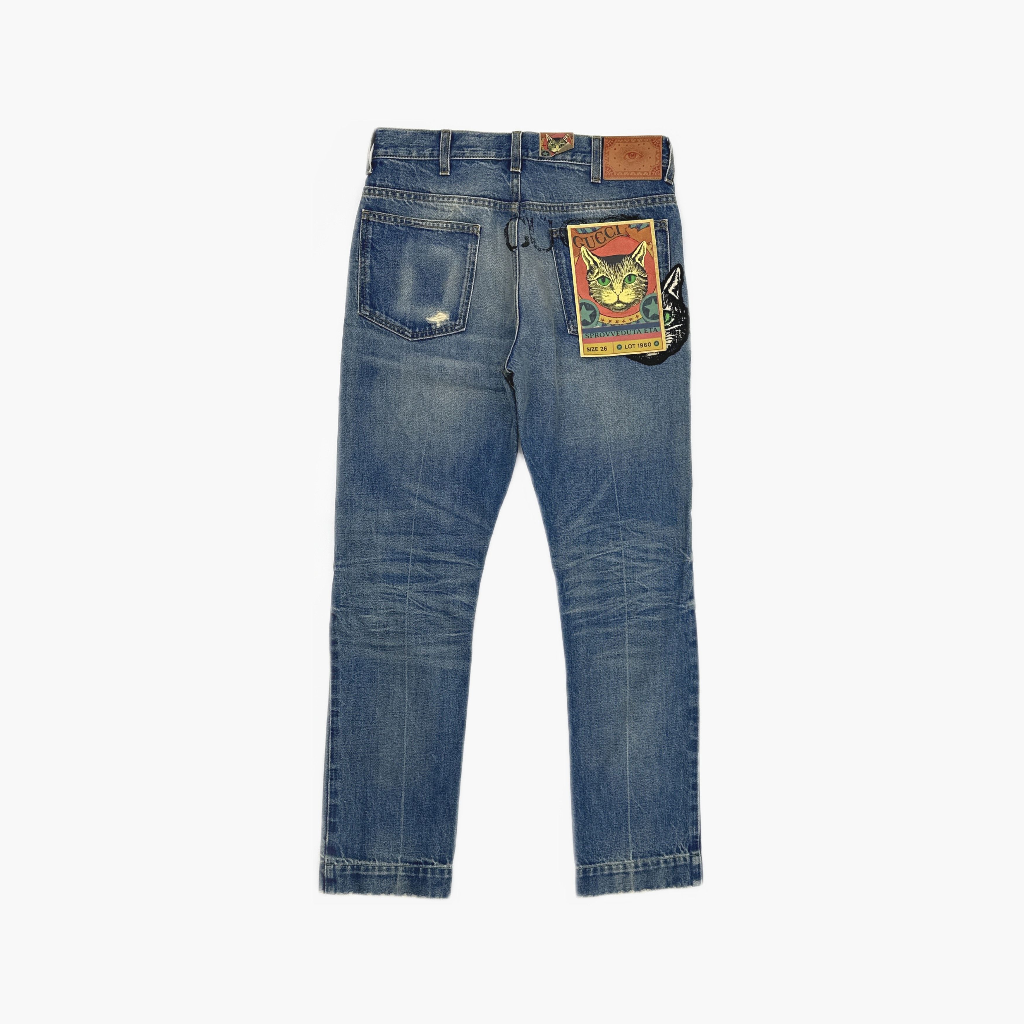 Gucci Gucci Cat Head Patch Denim Jeans 26 Size US 26 / EU 42 - 2 Thumbnail