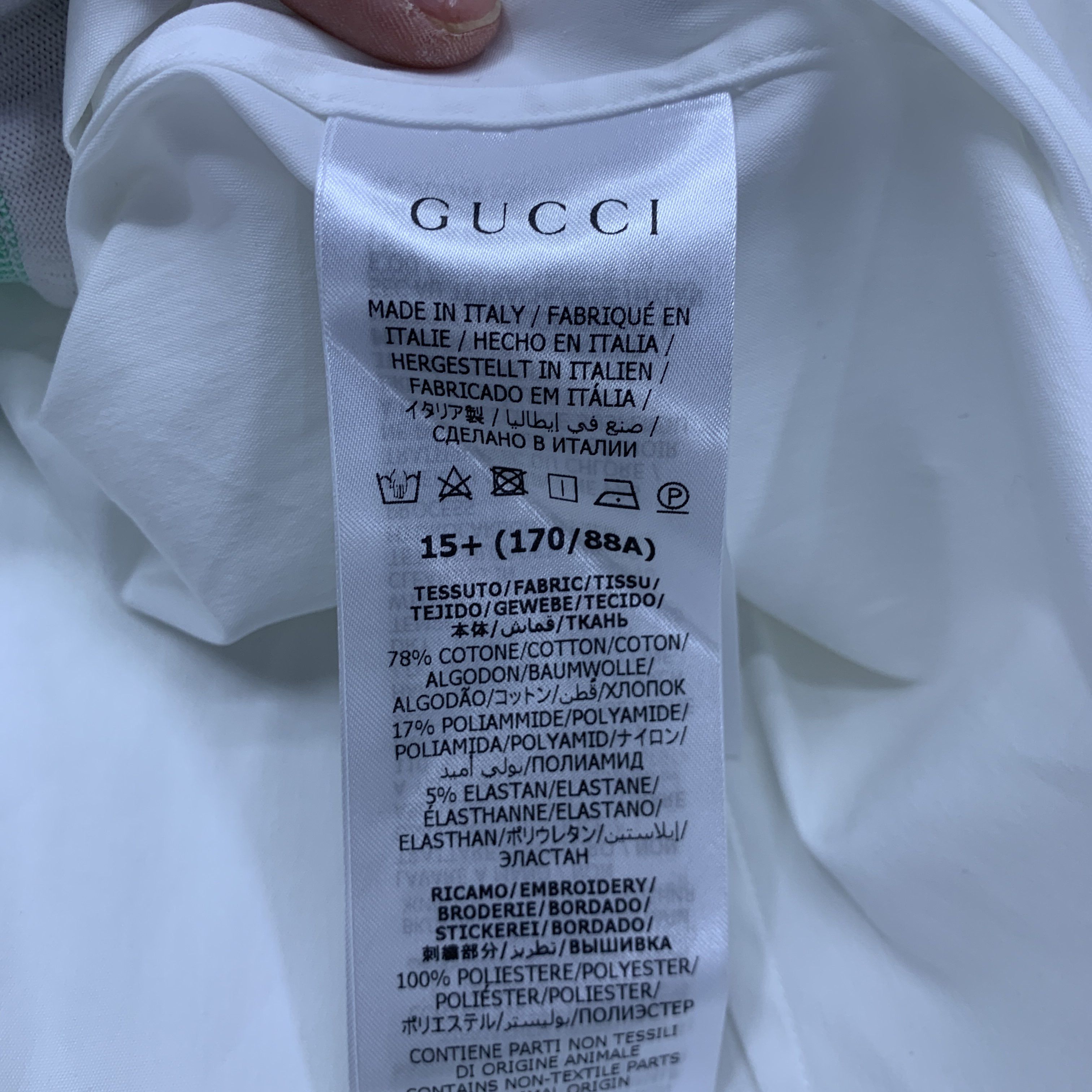 Gucci Gucci Solid White Cotton Button Up Shirt Size 15.5 Size US M / EU 48-50 / 2 - 5 Thumbnail
