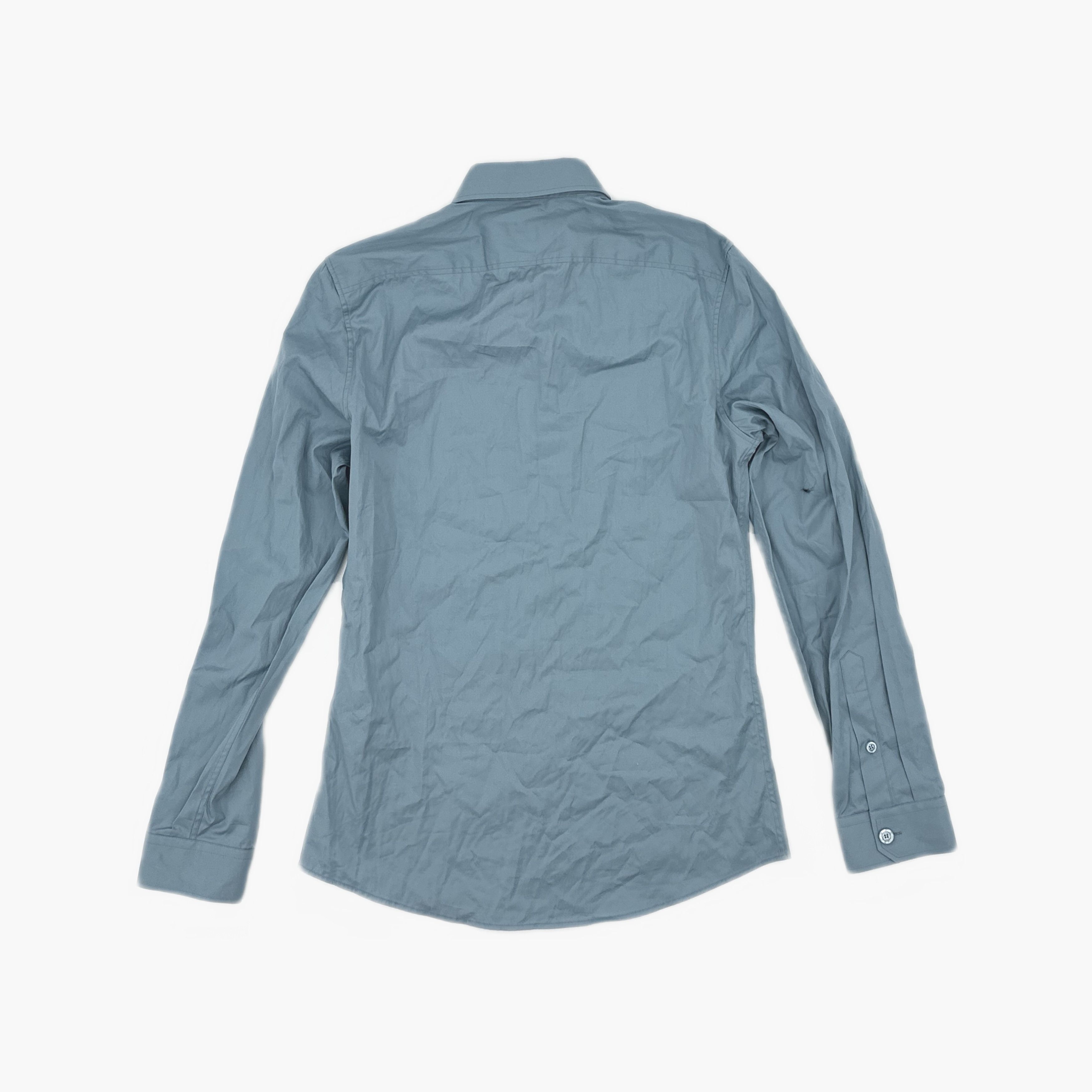 Gucci Gucci Uniform Solid Blue Button Down Shirt Size 39 Size US M / EU 48-50 / 2 - 2 Thumbnail