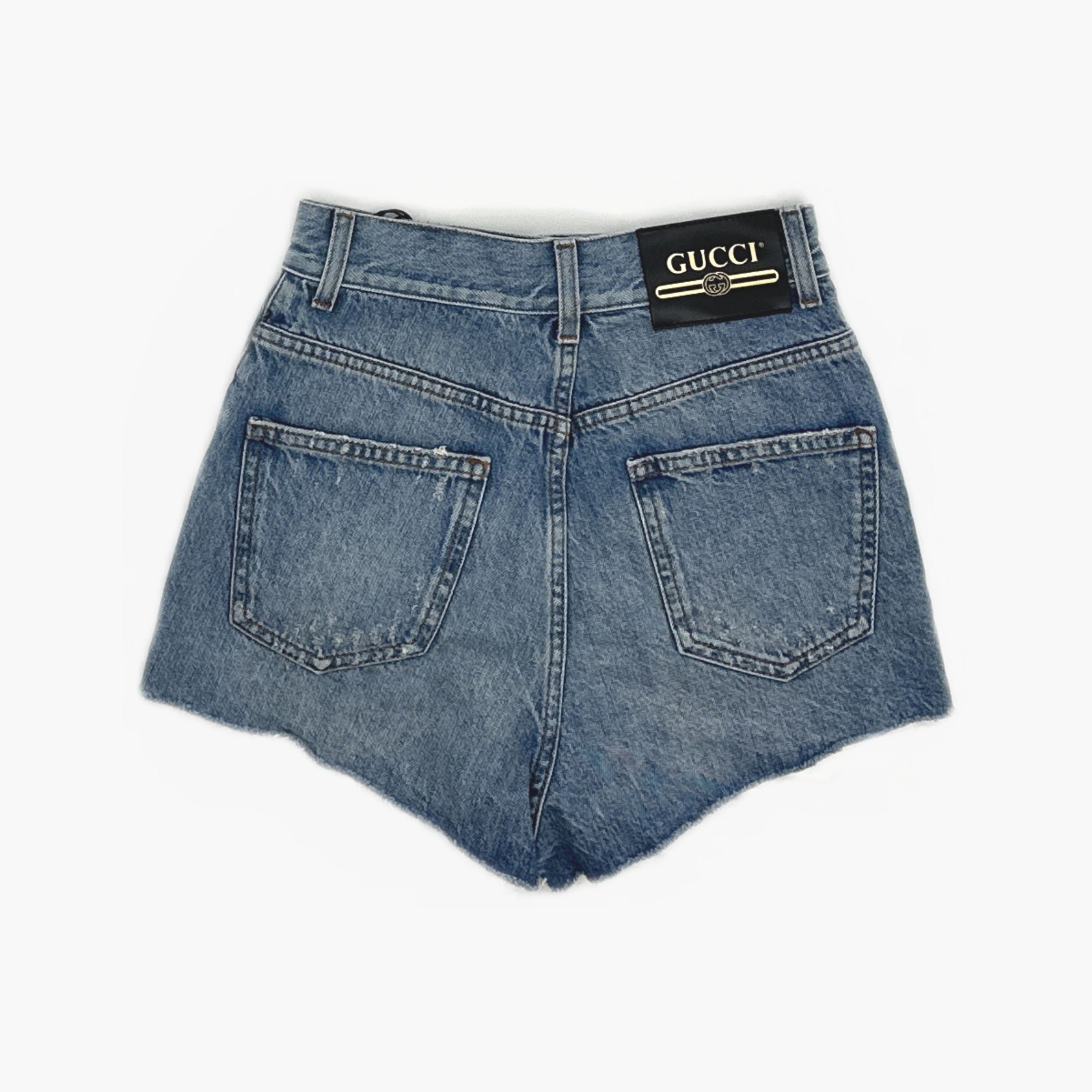 Gucci Gucci GG Apple Patch Denim Shorts 24 Size 24" / US 00 / IT 34 - 2 Thumbnail